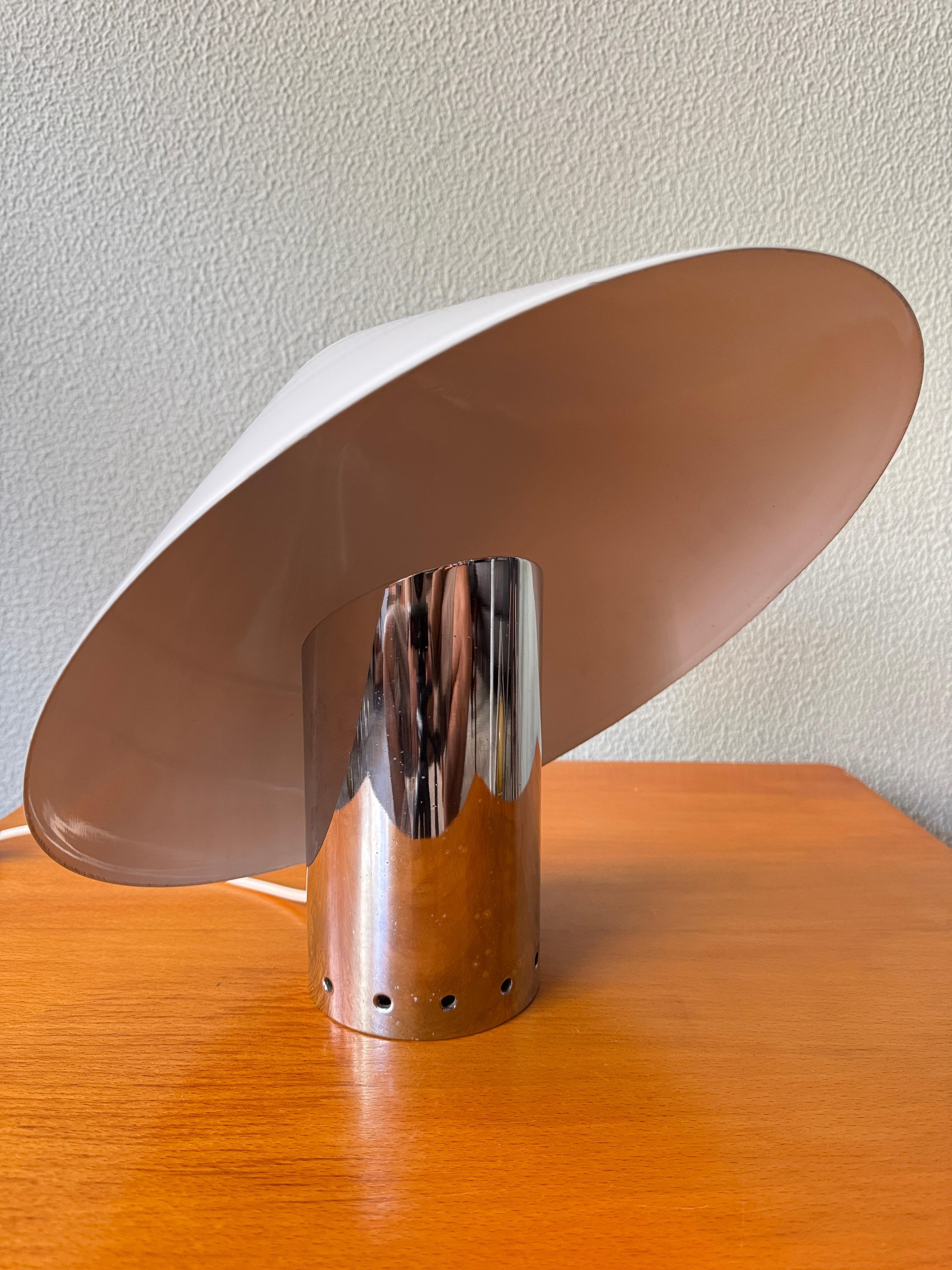 Sergio Mazza Chioccio Weiß Aluminium Chrom Tischlampe Quattrifolio 1970er Jahre Italien im Angebot 7