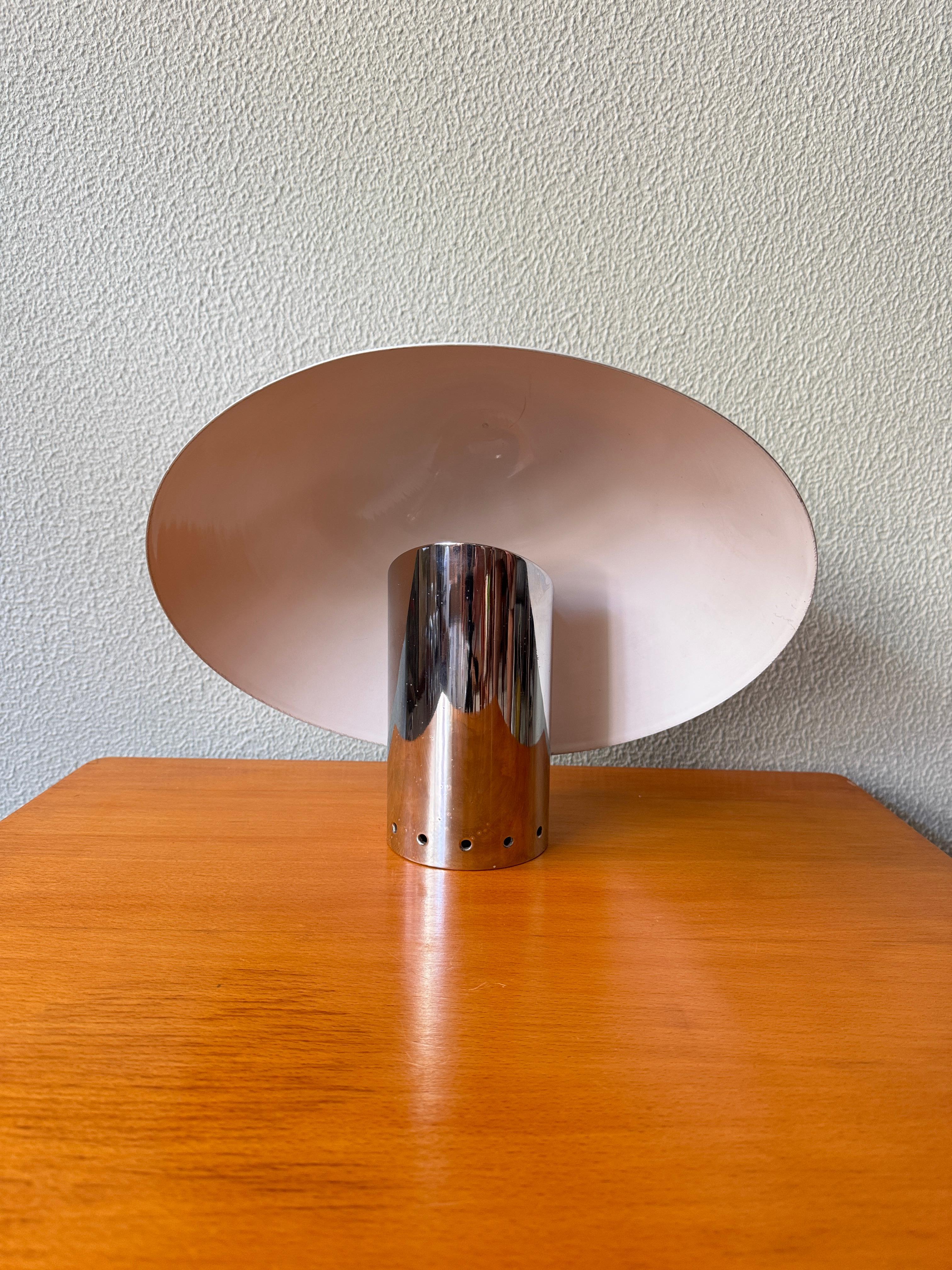 Sergio Mazza Chioccio Weiß Aluminium Chrom Tischlampe Quattrifolio 1970er Jahre Italien (Italienisch) im Angebot