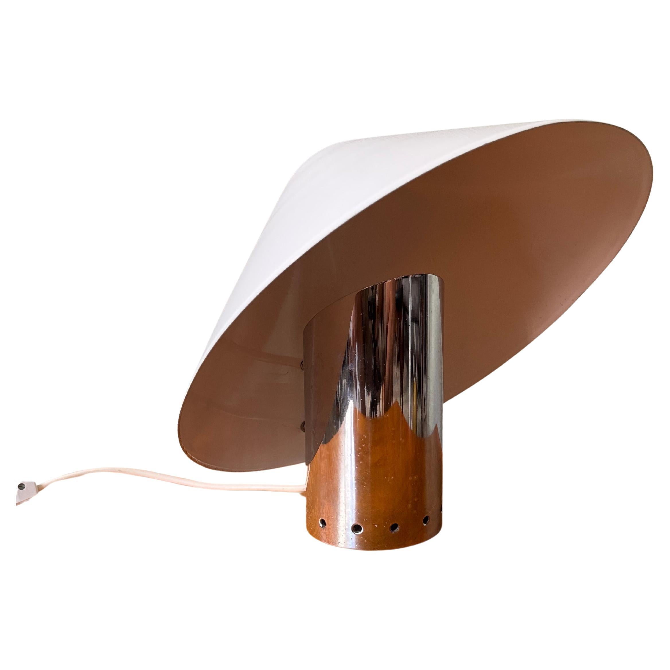 Sergio Mazza Chioccio Weiß Aluminium Chrom Tischlampe Quattrifolio 1970er Jahre Italien im Angebot
