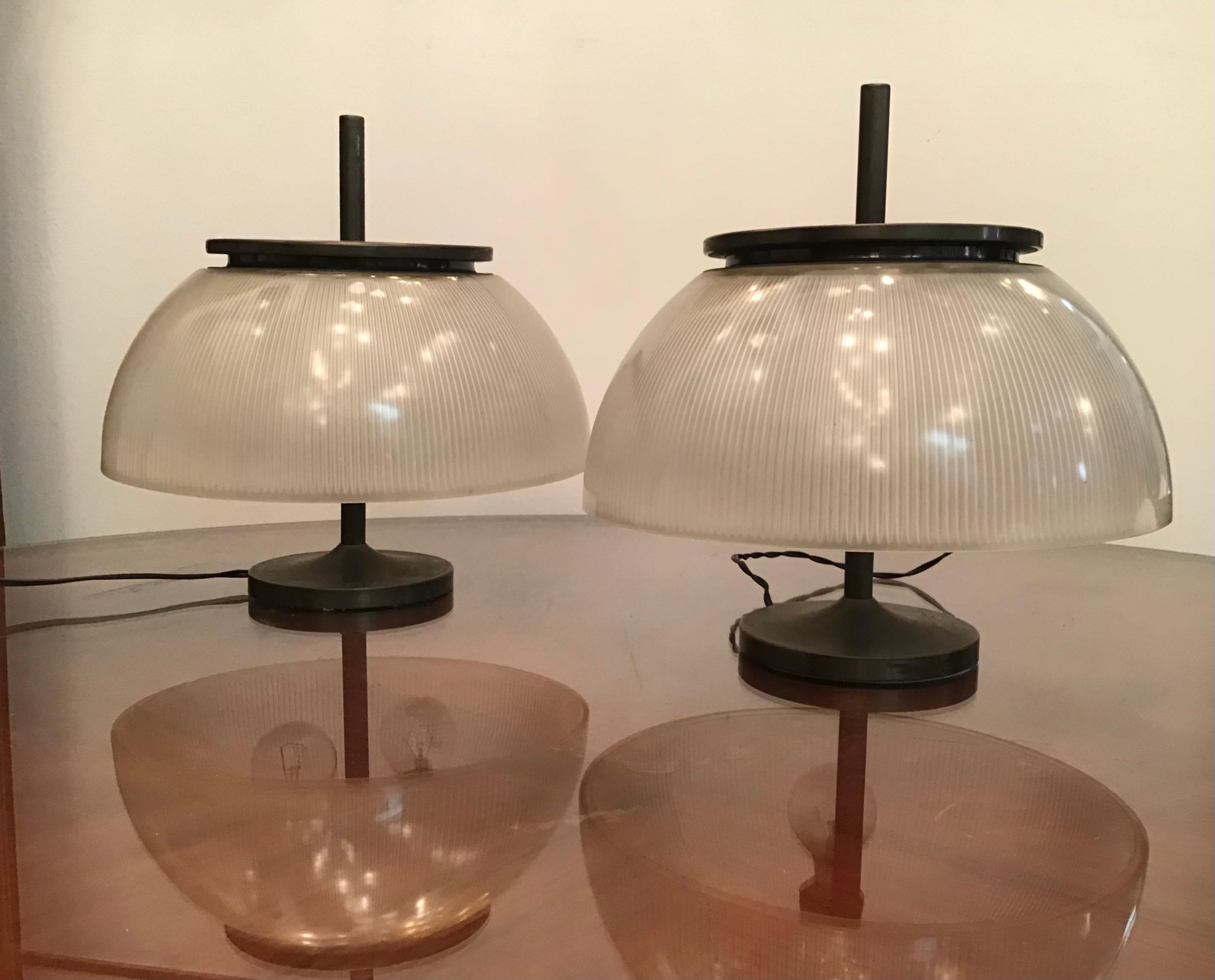 Lampe de bureau double Sergio Mazza en métal et verre crème, 1960, Italie Excellent état - En vente à Milano, IT