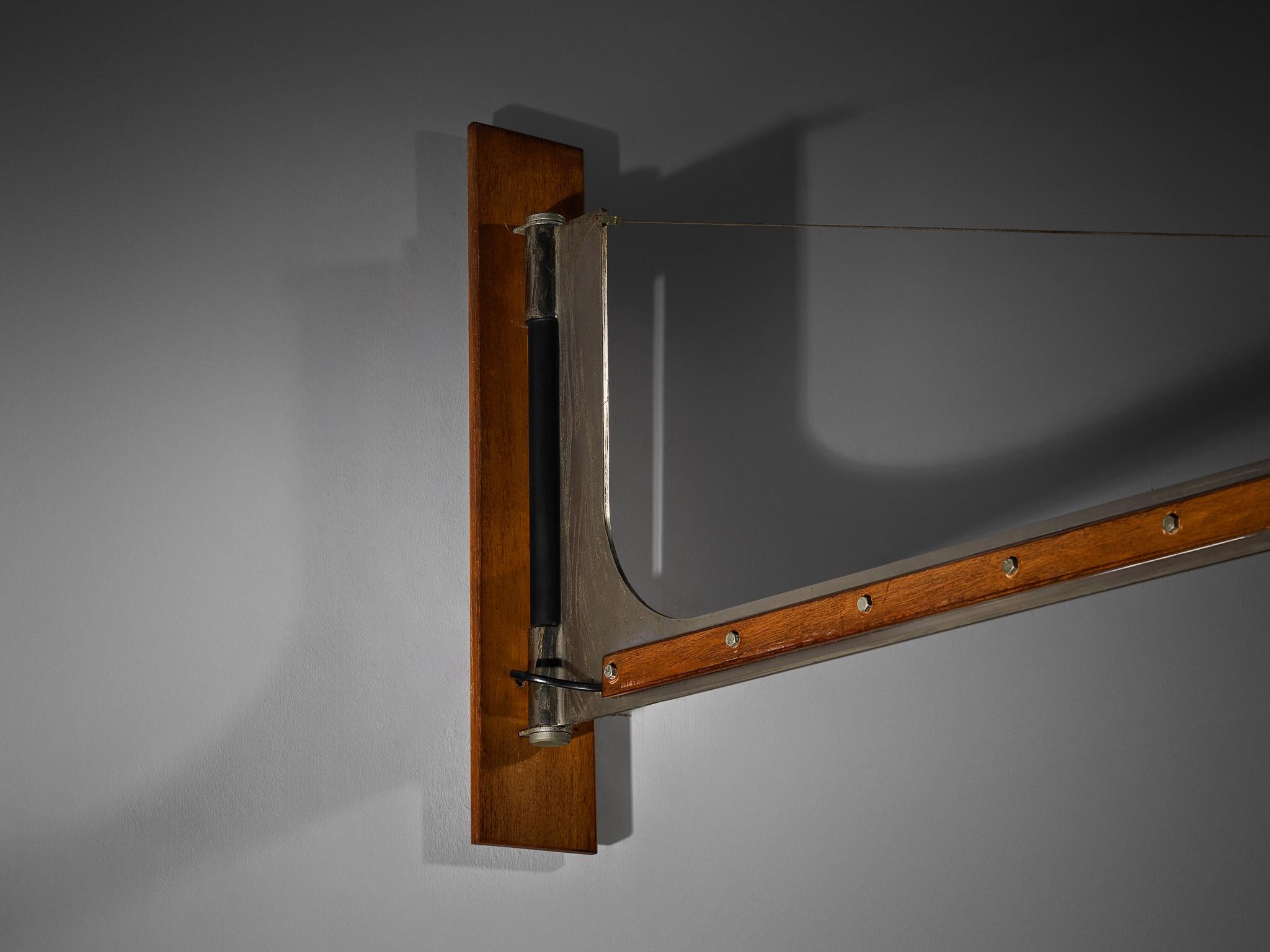Sergio Mazza for Artemide Bespoke Wall Light in Nickel Glass Walnut 1960s In Good Condition For Sale In Waalwijk, NL