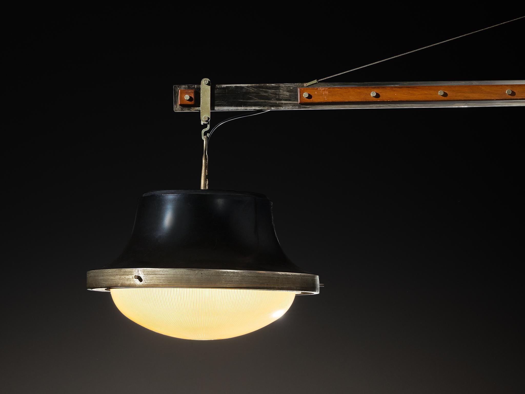 Mid-20th Century Sergio Mazza for Artemide Bespoke Wall Light in Nickel Glass Walnut 1960s For Sale