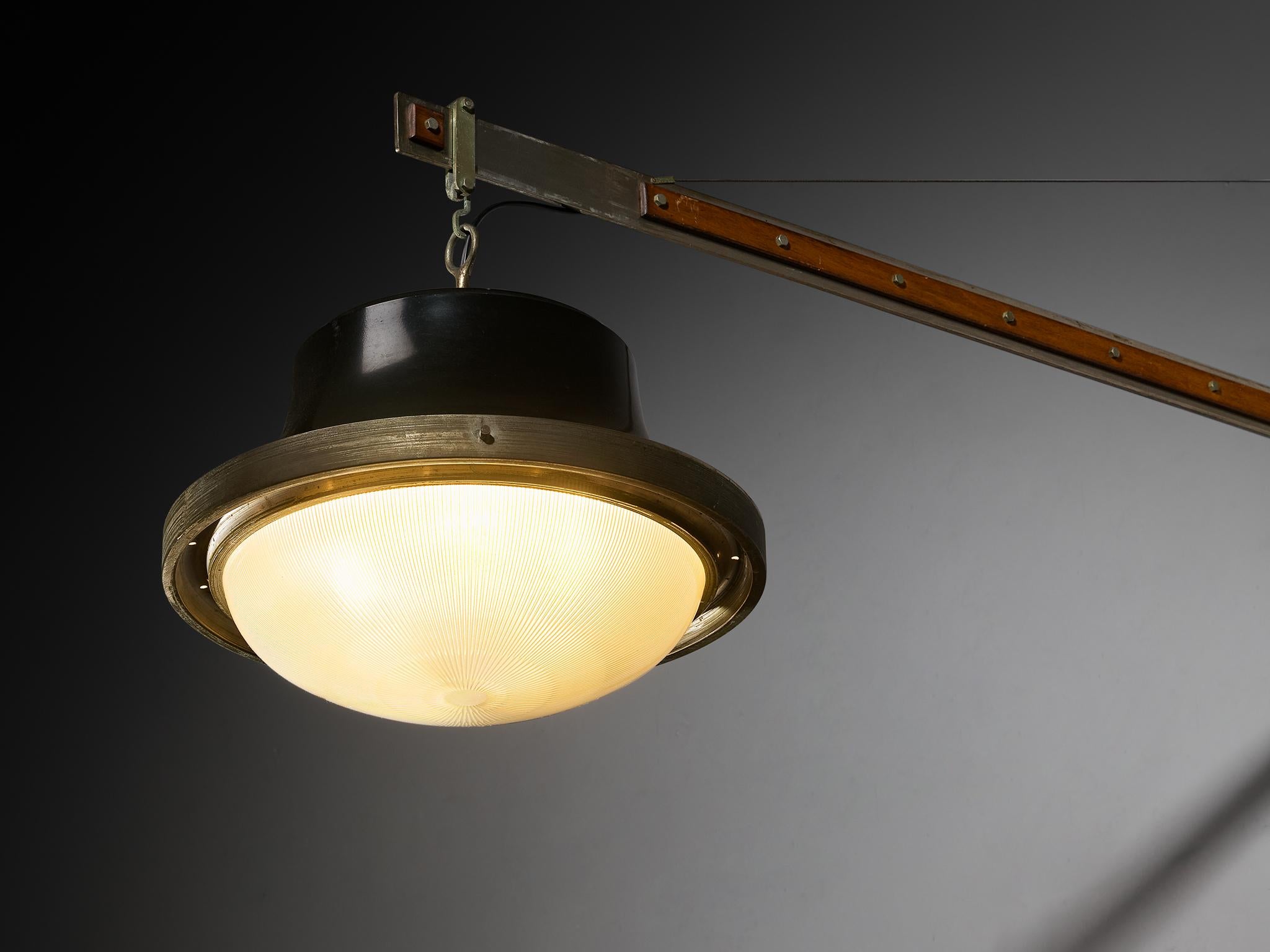 Sergio Mazza for Artemide Bespoke Wall Light in Nickel Glass Walnut 1960s For Sale 2
