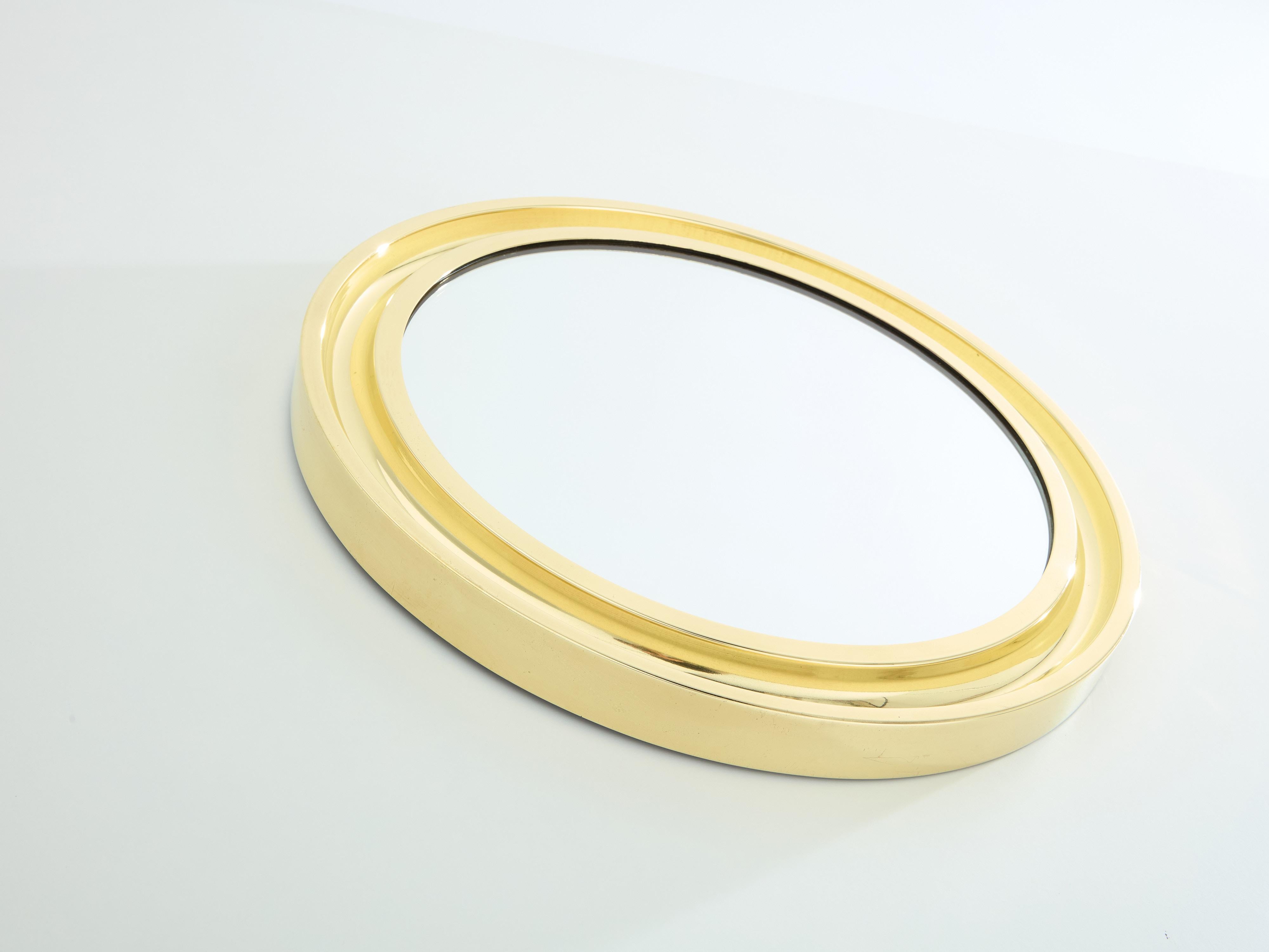 Mid-Century moderno Sergio Mazza per Artemide specchio in ottone 1960s in vendita