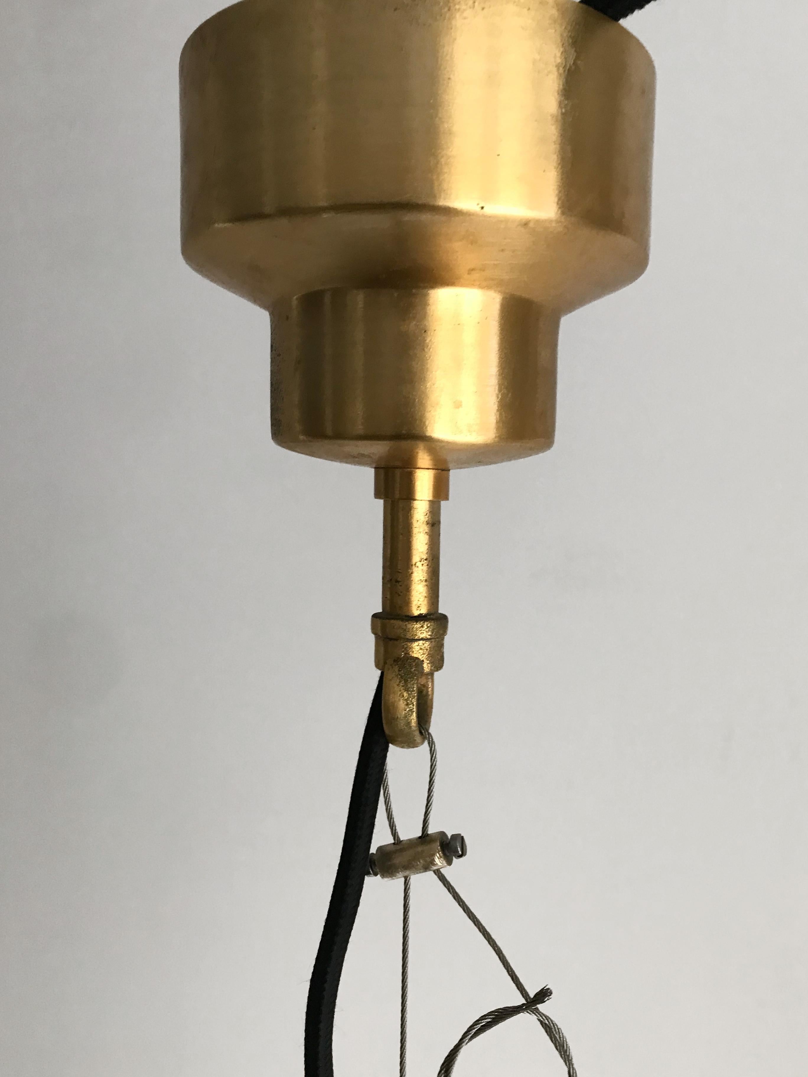 Sergio Mazza for Artemide Italian Brass Glass Pendant Lamp Model Delta, 1960s 5