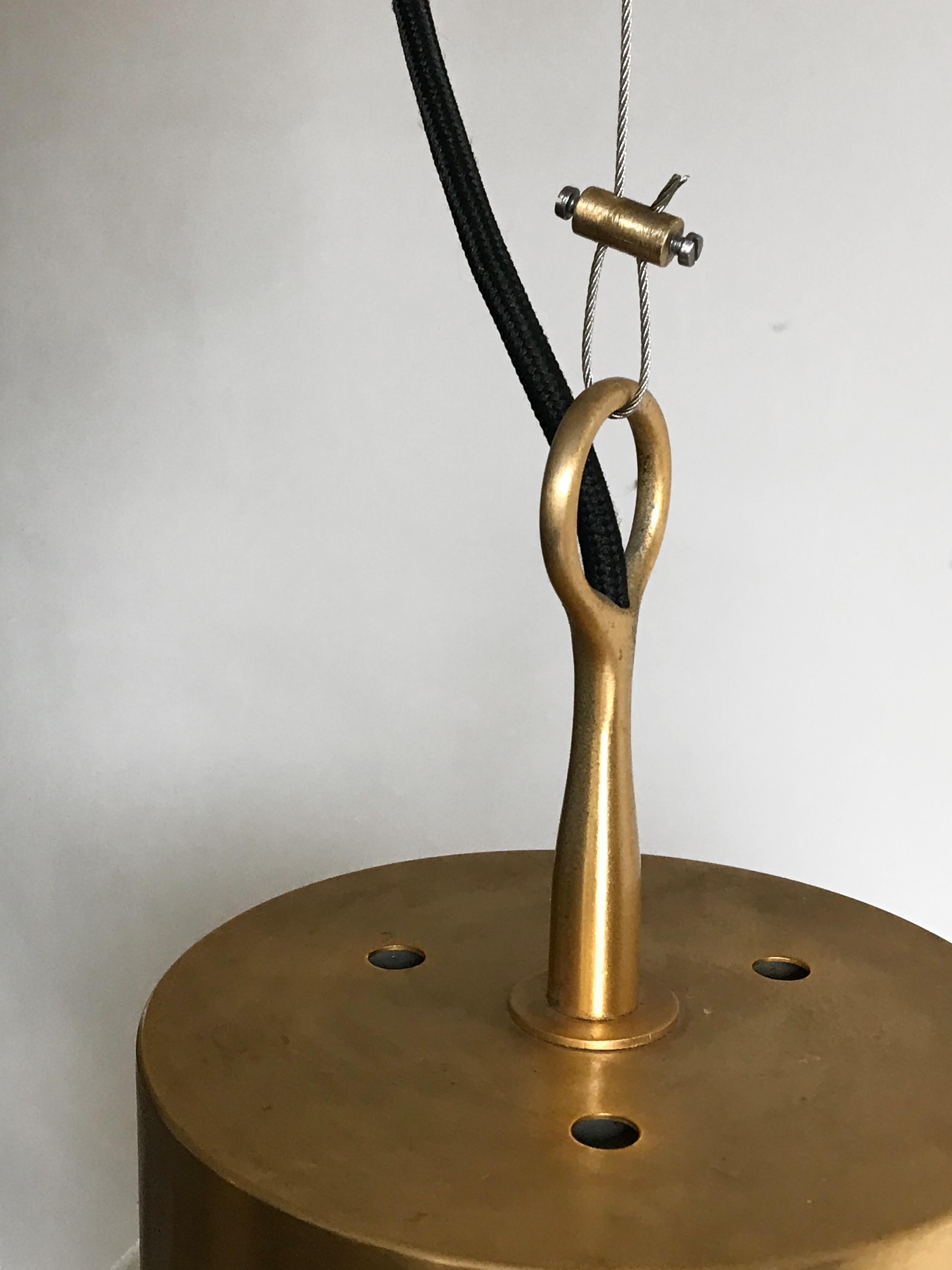 Sergio Mazza for Artemide Italian Brass Glass Pendant Lamp Model Delta, 1960s 2