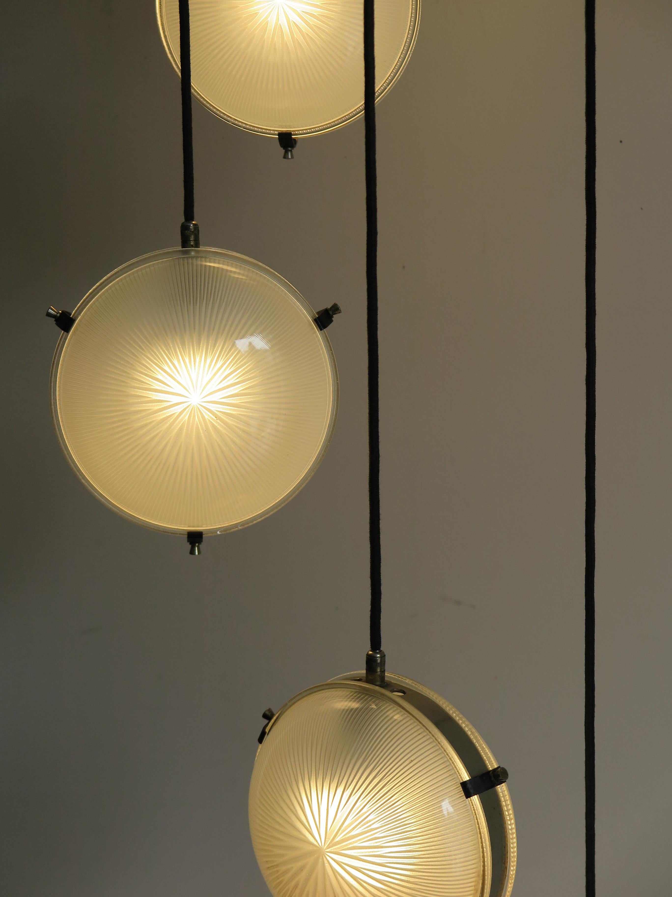 Metal Sergio Mazza for Artemide Italian Mid-Century Modern Glass Pendant Lamp, 1960s For Sale