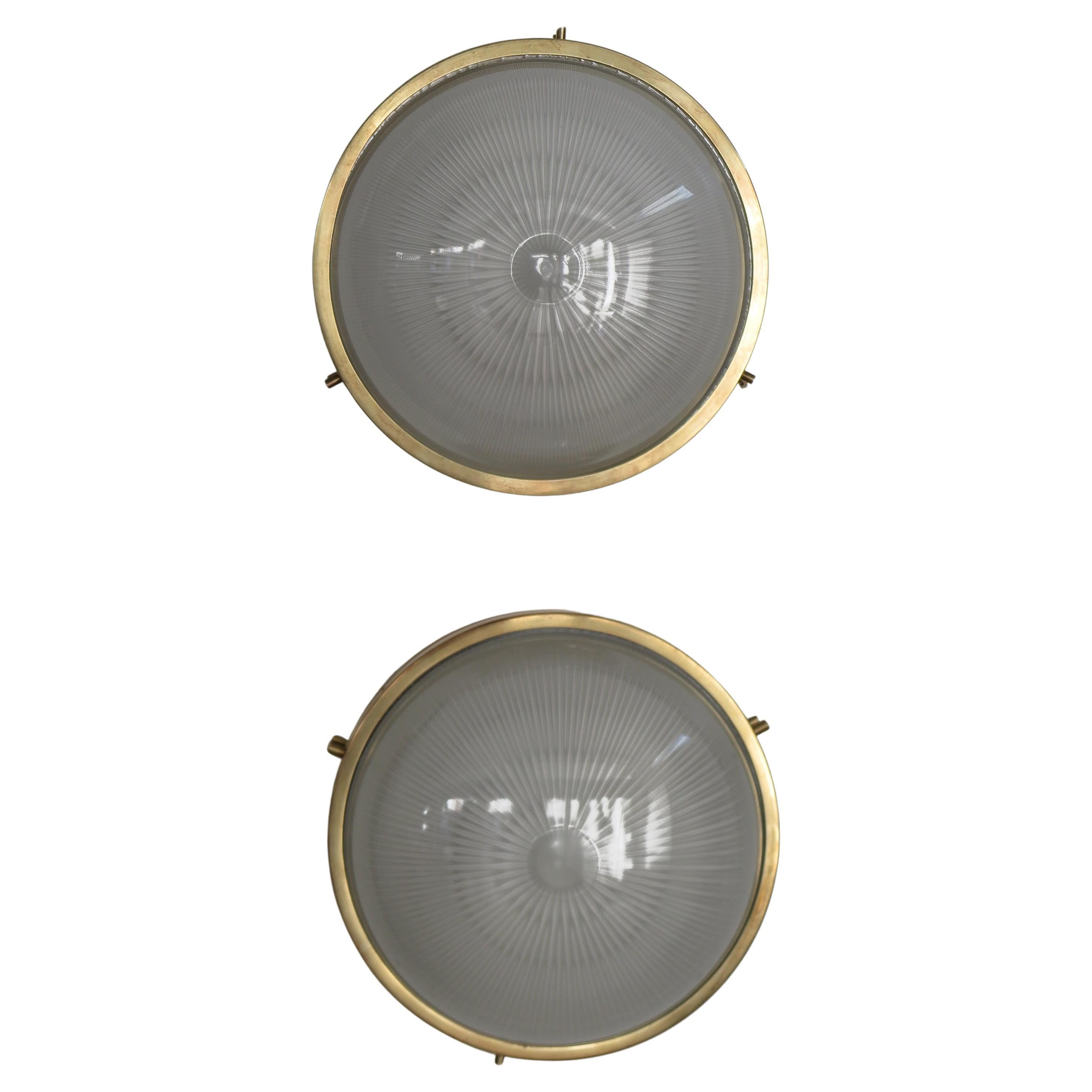 Sergio Mazza für Artemide Midcentury Messing Glas Wandleuchten Sigma Modell 1960s