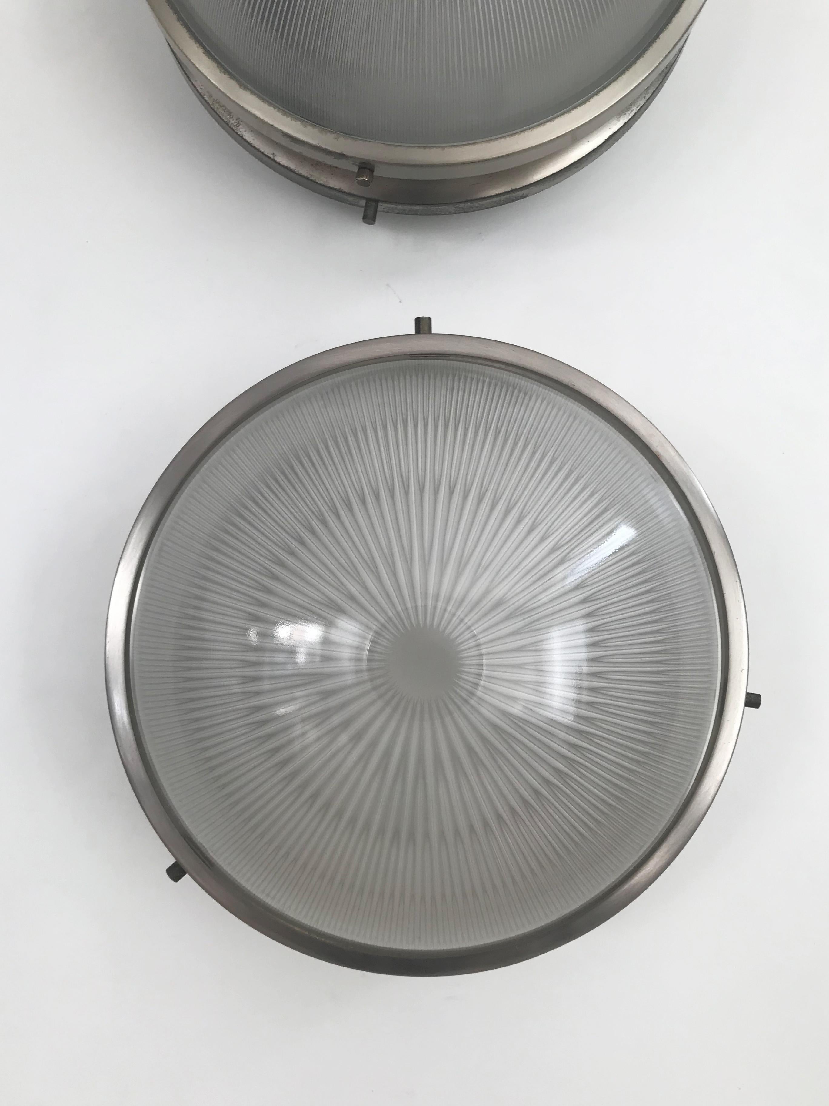 Sergio Mazza for Artemide Midcentury Metal Glass Wall Lamps Sigma Model  1960s For Sale 3