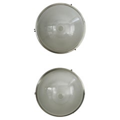 Sergio Mazza for Artemide Midcentury Sigma Model Metal Glass Wall Lamps 1960s