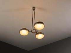 Sergio Mazza for Artemide Rare Chandelier in Glass and Nickel-Plated Brass