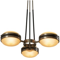 Sergio Mazza for Artemide Rare Chandelier in Glass and Nickel-Plated Brass