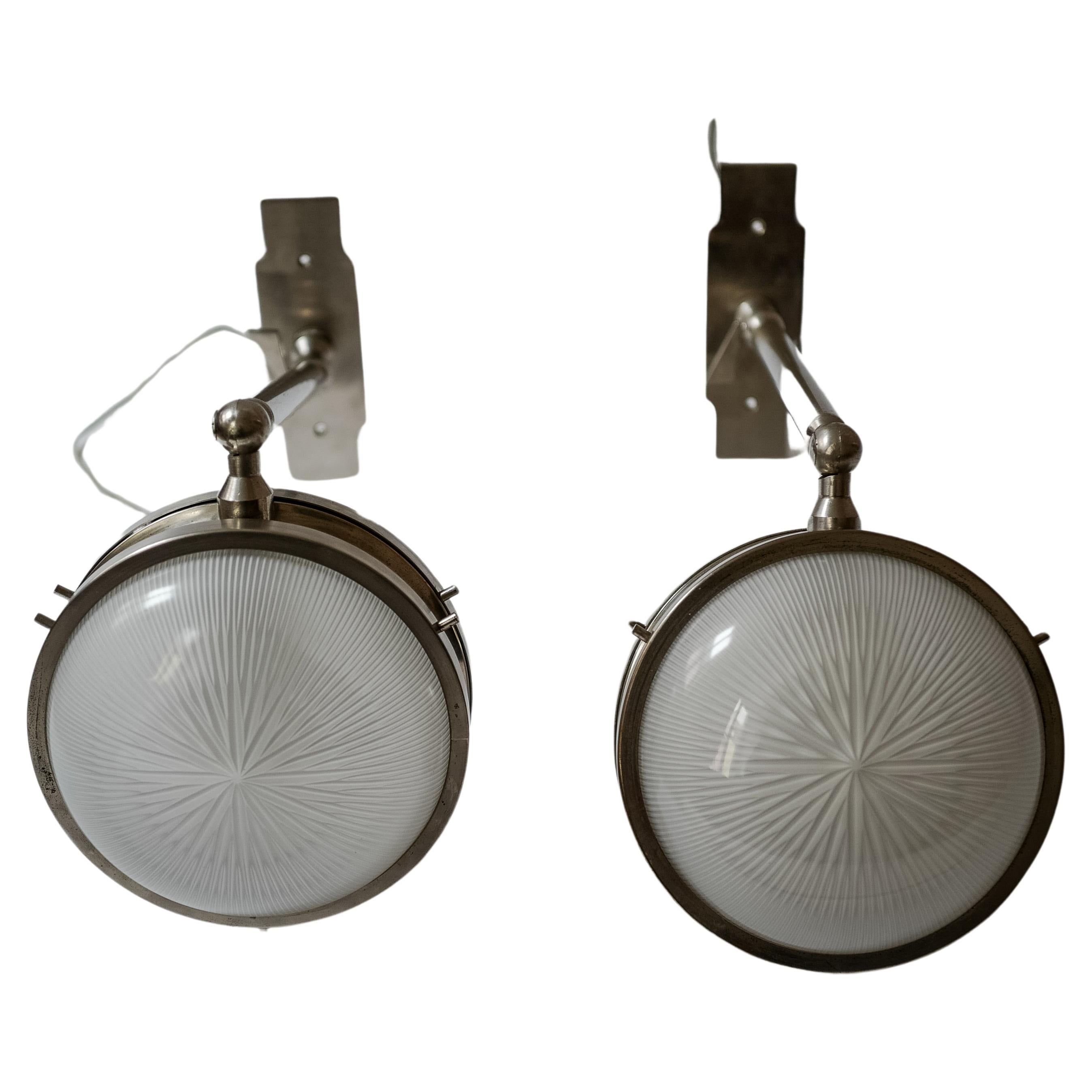 Sergio Mazza "Gamma" Sconces wall lights Artemide, nickel plated brass pair 1970 For Sale