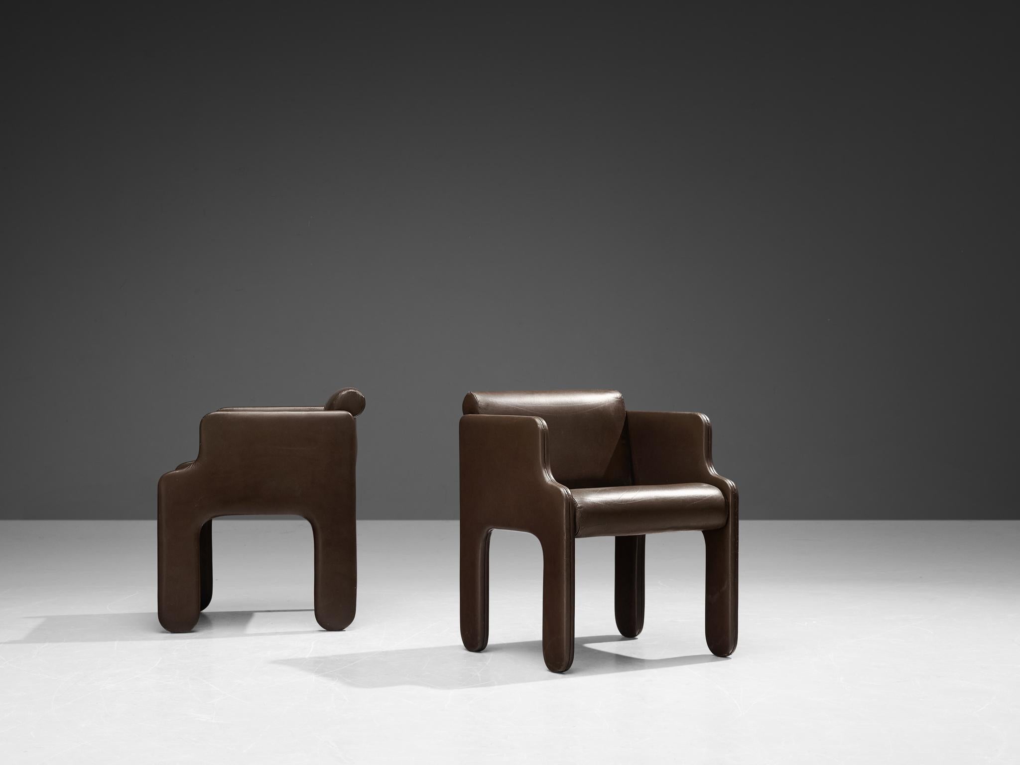 Leather Sergio Mazza & Giuliana Gramigna Set of Six 'Viscontea' Dining Chairs For Sale
