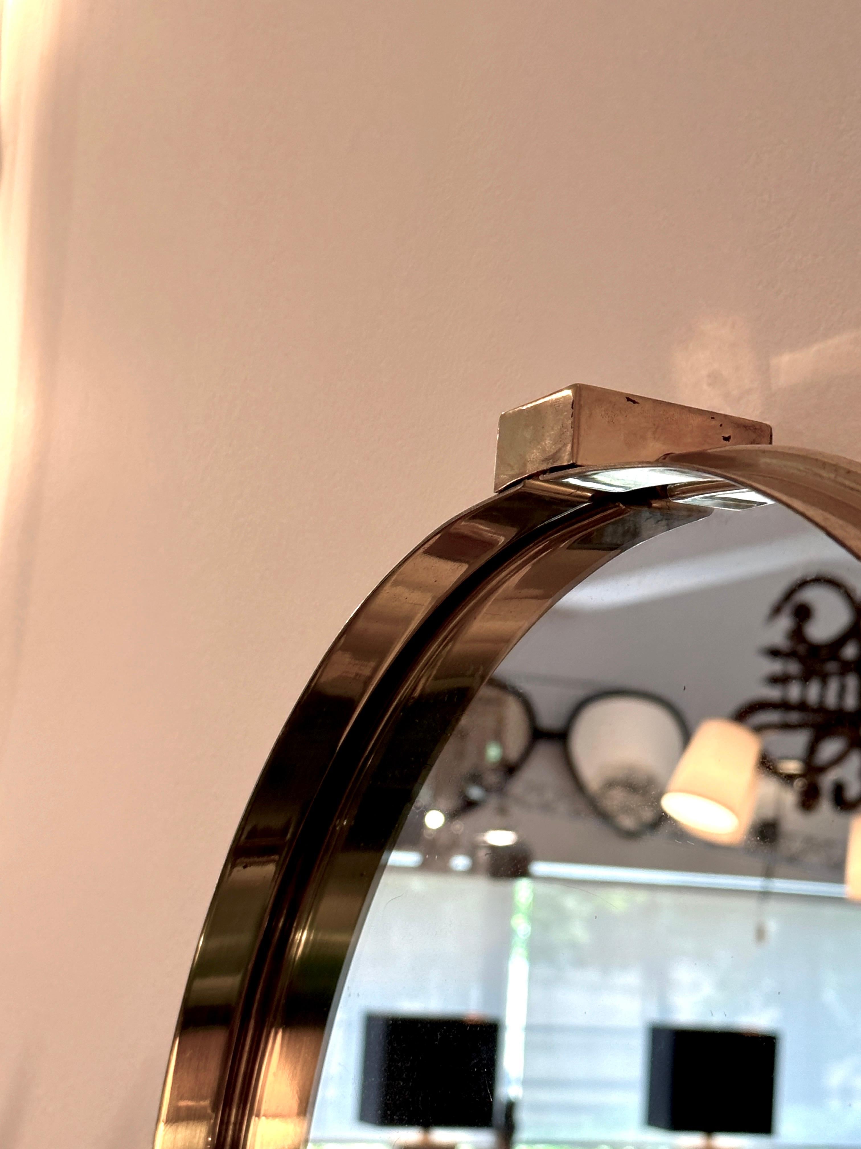Mid-20th Century Sergio Mazza Italian 1960's Brass Strap Mirror For Sale