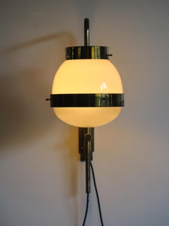 Sergio Mazza Italian Glass Brass Wall Lamp or Sconce "Delta" for Artemide, 1960