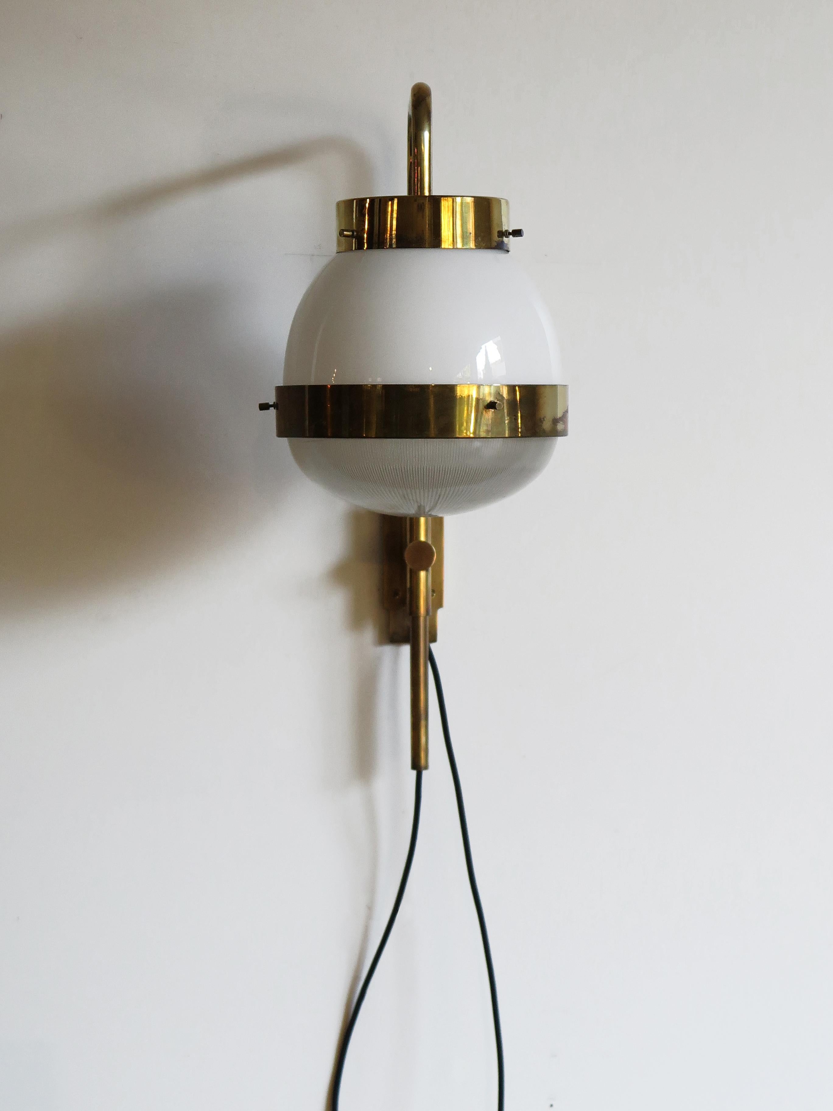 Sergio Mazza Italian Glass Brass Wall Lamp or Sconce 