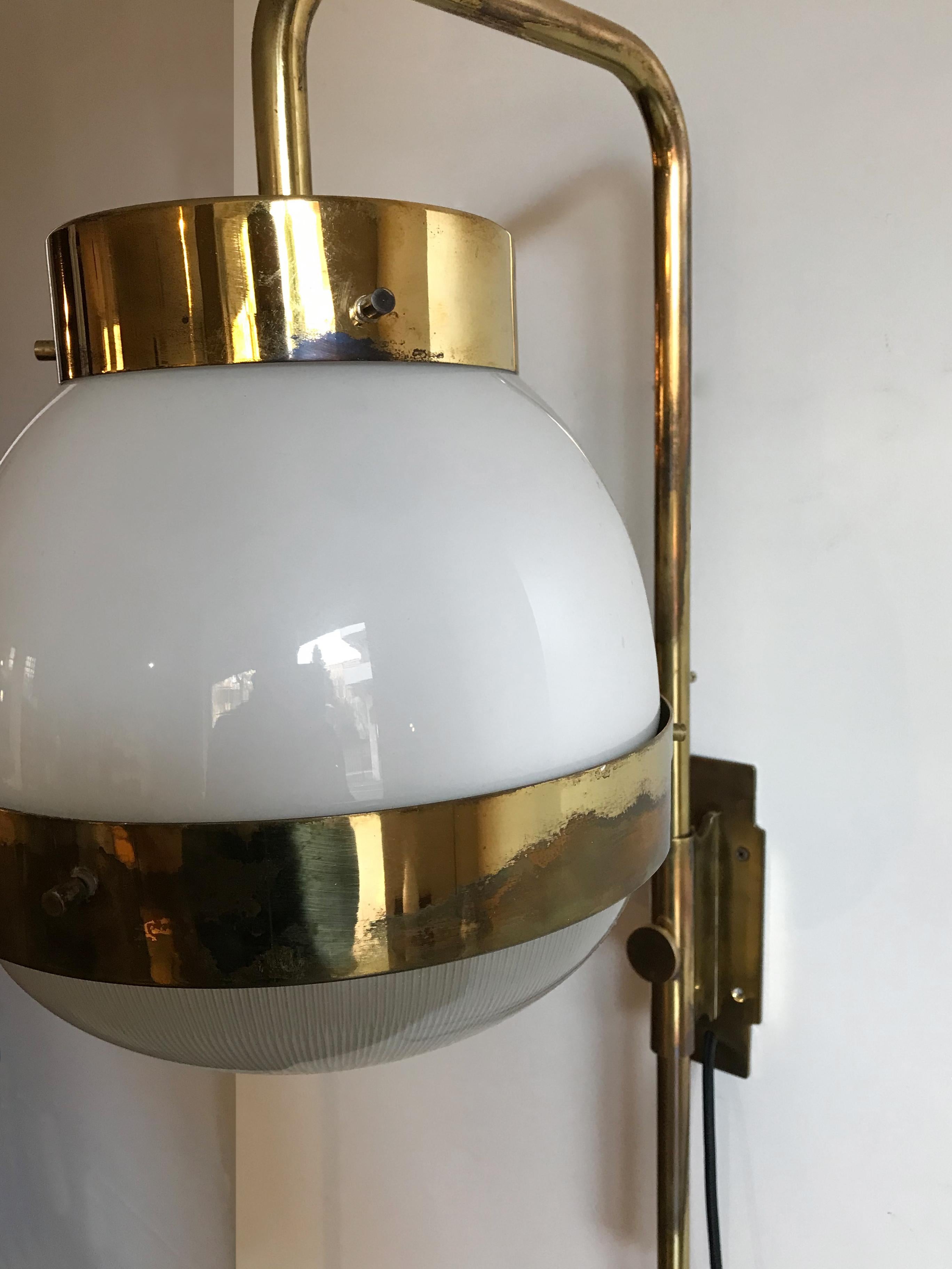 Sergio Mazza Italian Glass Brass Wall Lamp or Sconce 