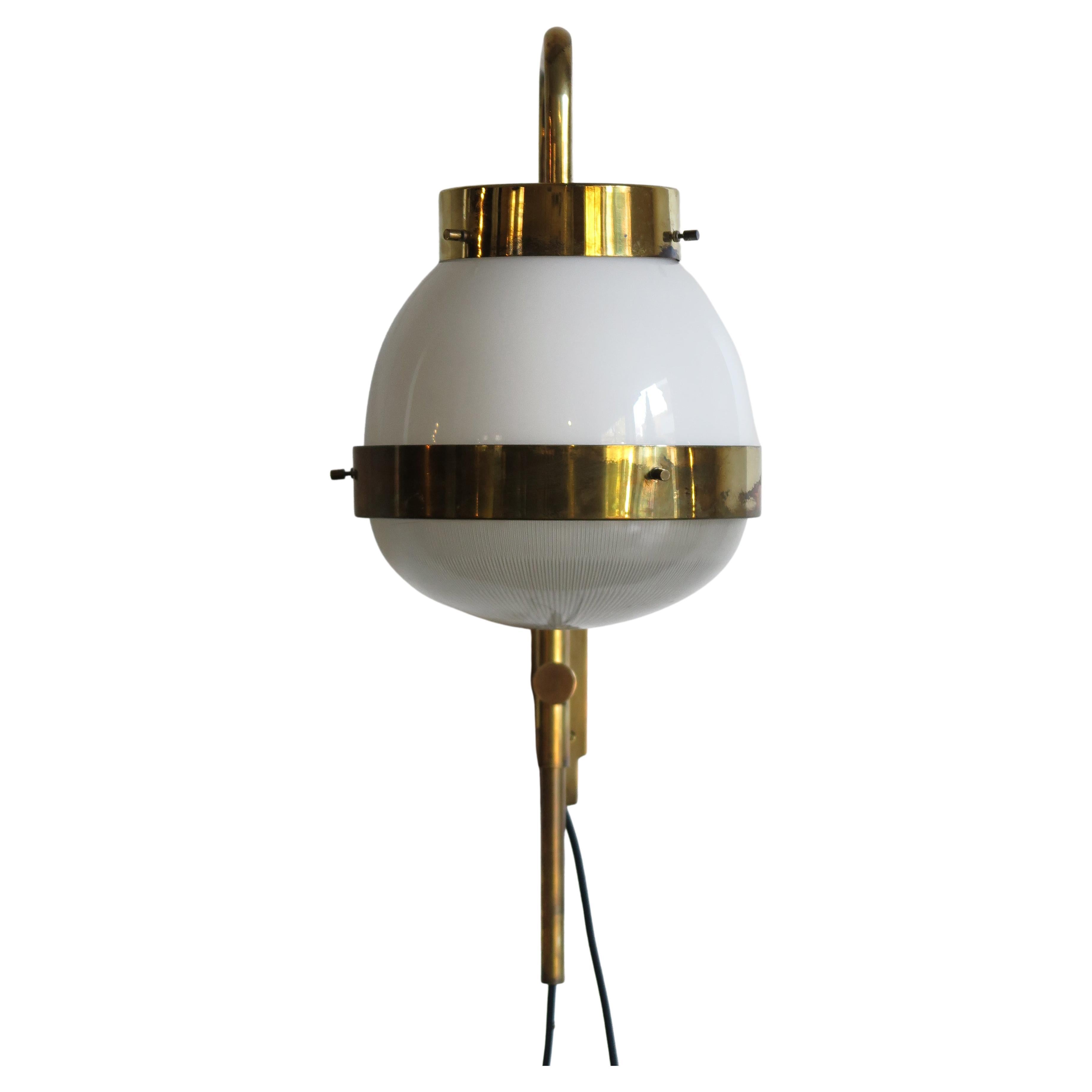 Sergio Mazza Italian Glass Brass Wall Lamp or Sconce "Delta" for Artemide, 1960 For Sale