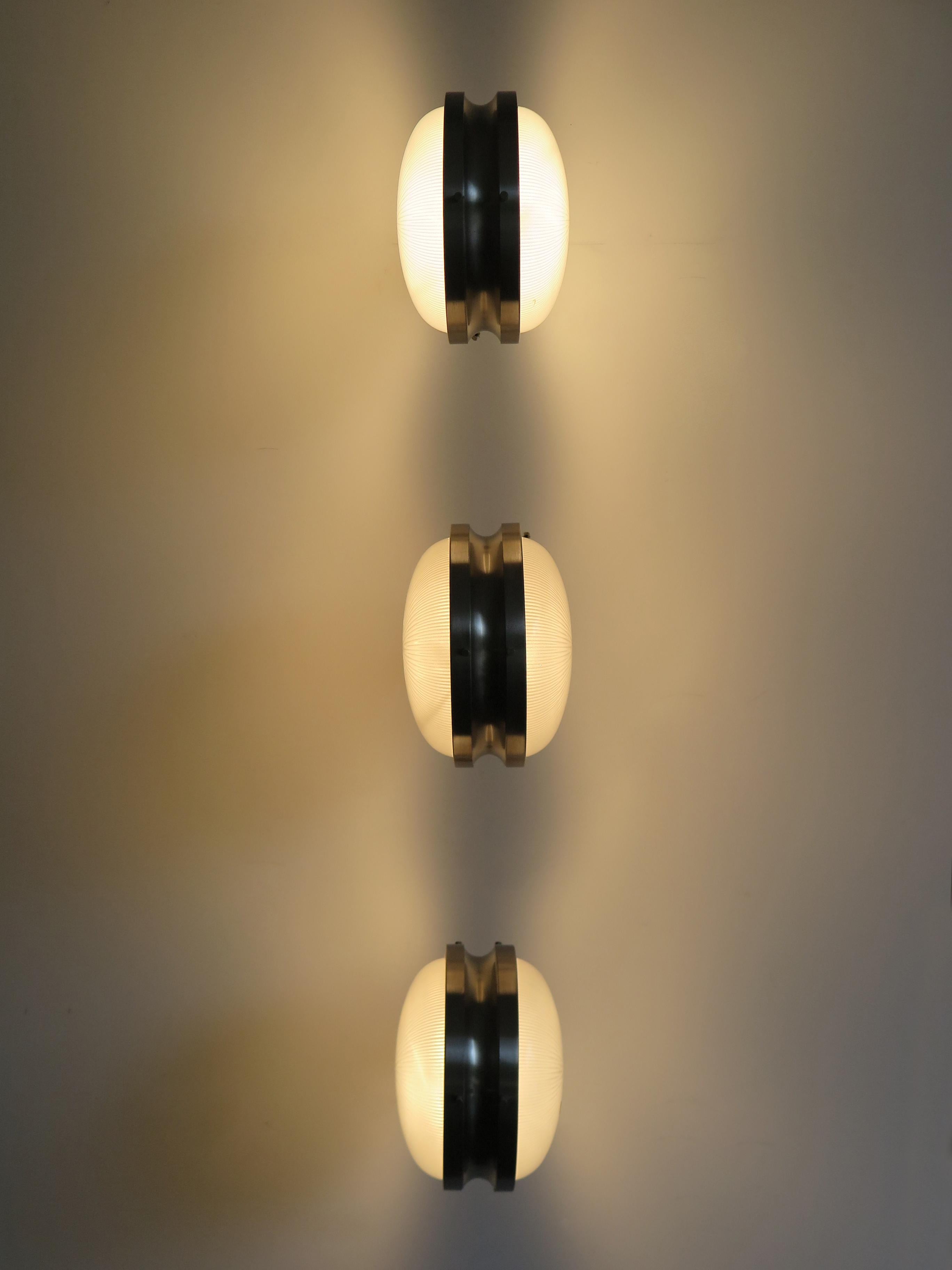 Mid-Century Modern Sergio Mazza Italian Glass Sconces Wall Lamps for Artemide 