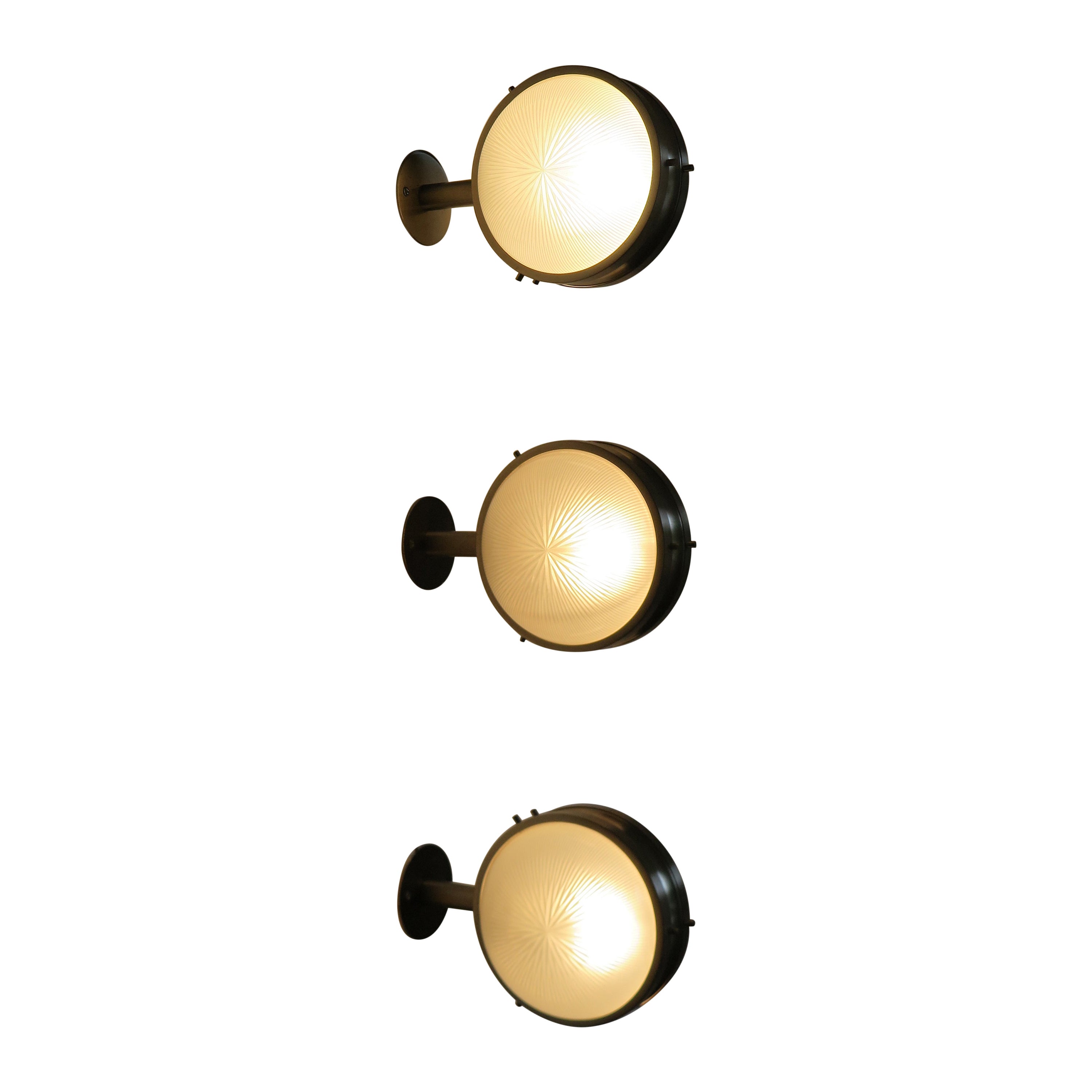 Sergio Mazza Italian Glass Sconces Wall Lamps for Artemide "Gamma" Serie, 1960s