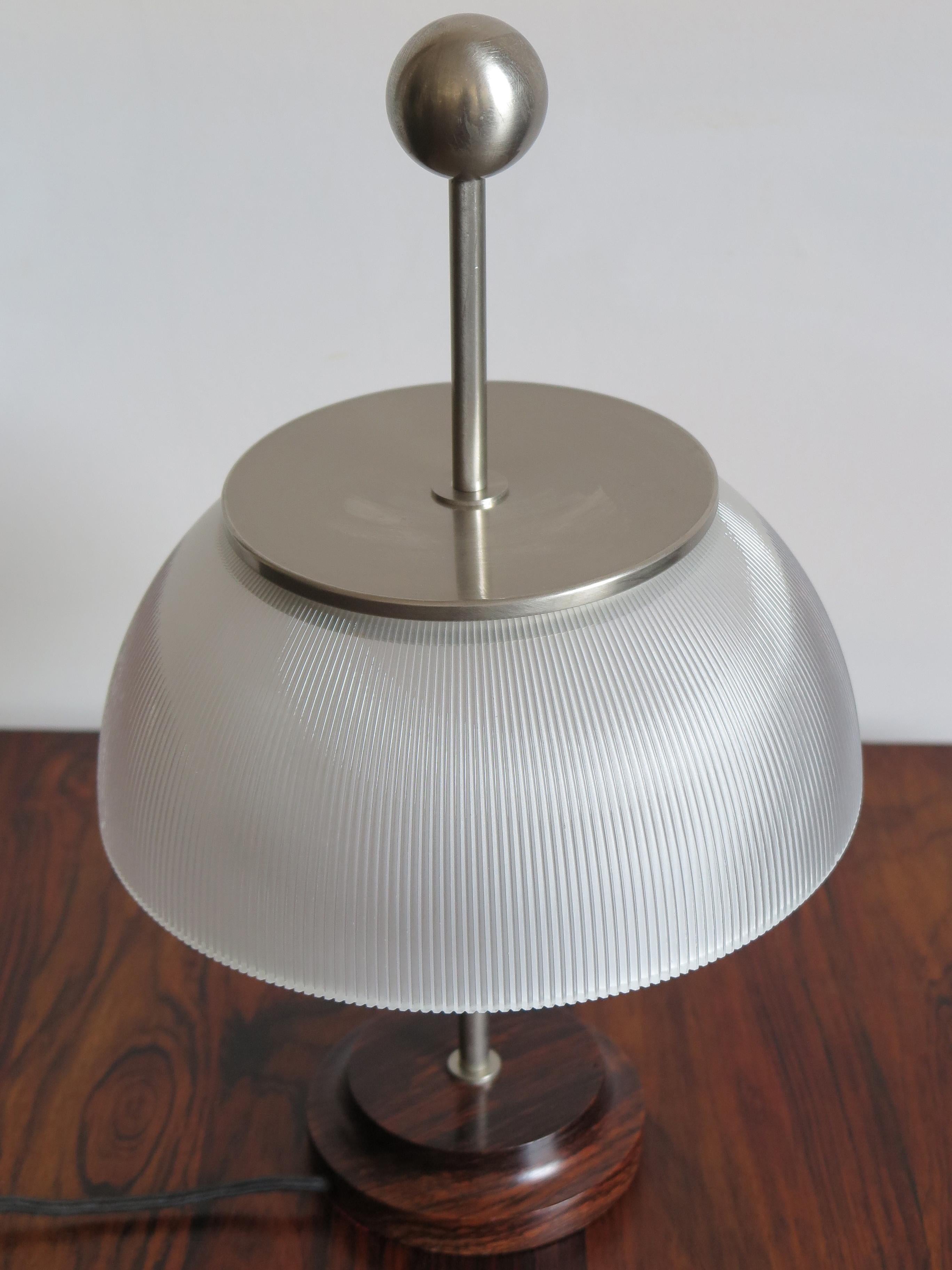 Mid-Century Modern Sergio Mazza Italian Glass Wood Table Lamp for Artemide Model Alfa, 1960s