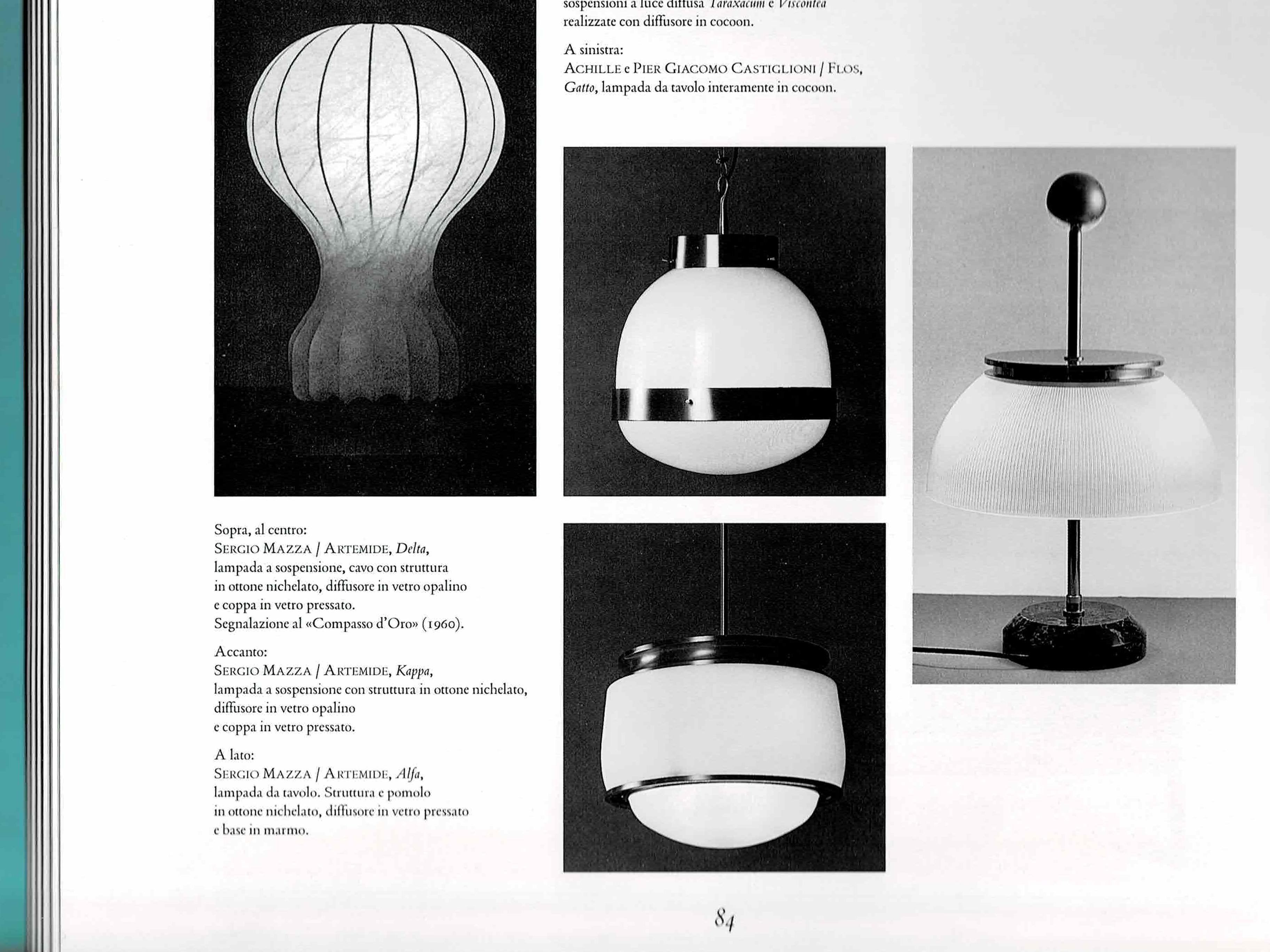 Sergio Mazza Italian Glass Wood Table Lamp for Artemide Model Alfa, 1960s 1