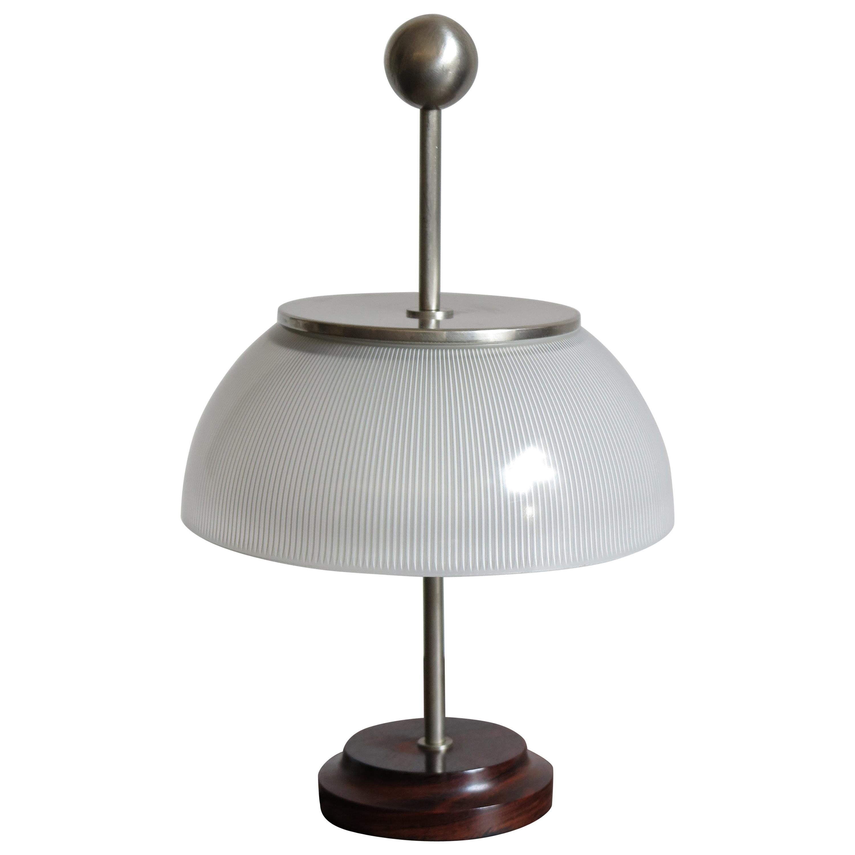 Sergio Mazza Italian Glass Wood Table Lamp for Artemide Model Alfa, 1960s