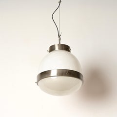 Sergio Mazza Large "Delta" Glass and Nickel Pendant for Artemide, Italy, 1960s