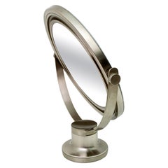 Sergio Mazza Mid-Century Modern Italian Metal Nickel Plated Table Mirror, 1970s