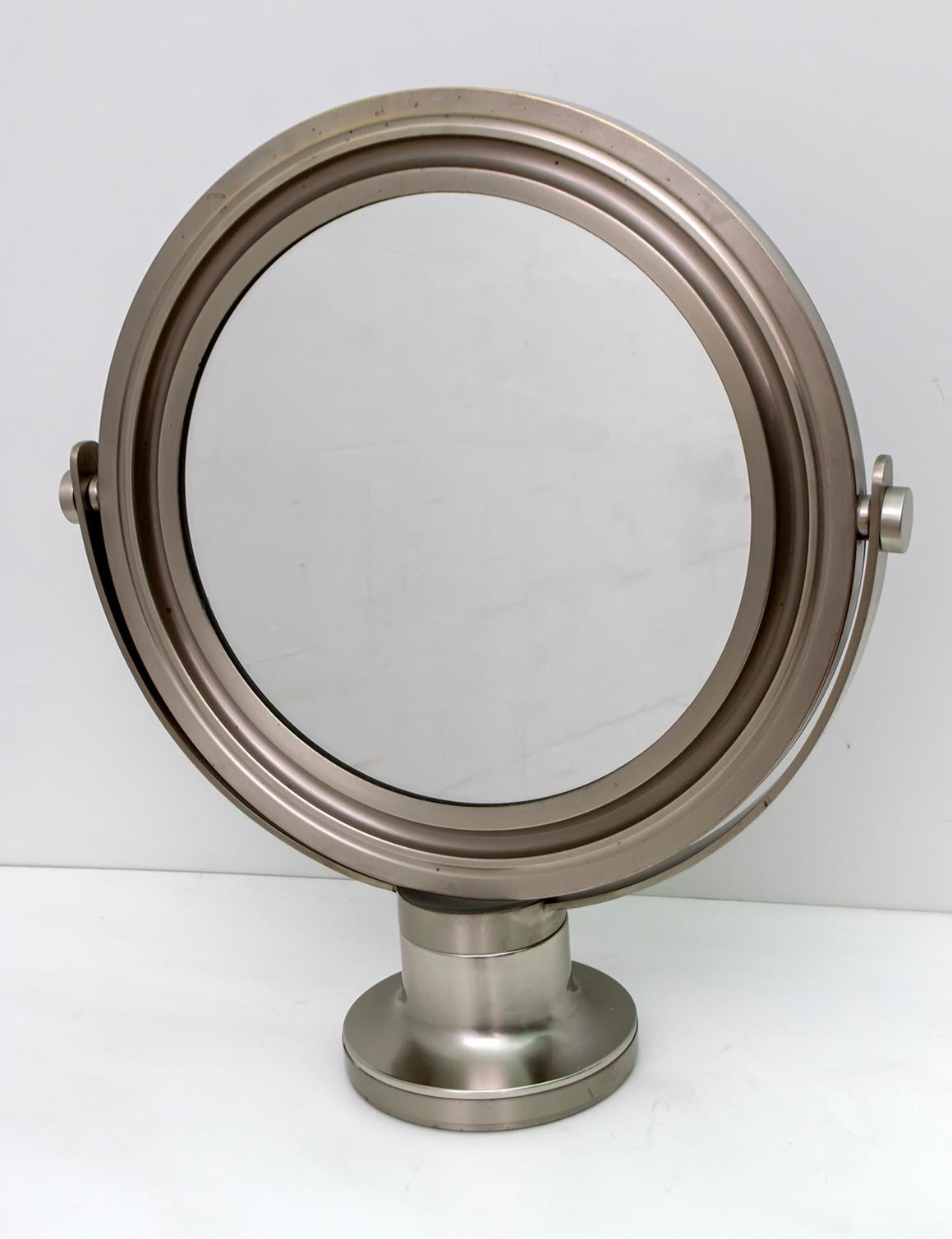 Sergio Mazza Mid-Century Modern Italian Metal Nickel Plated Table Mirror, 1970s For Sale 2