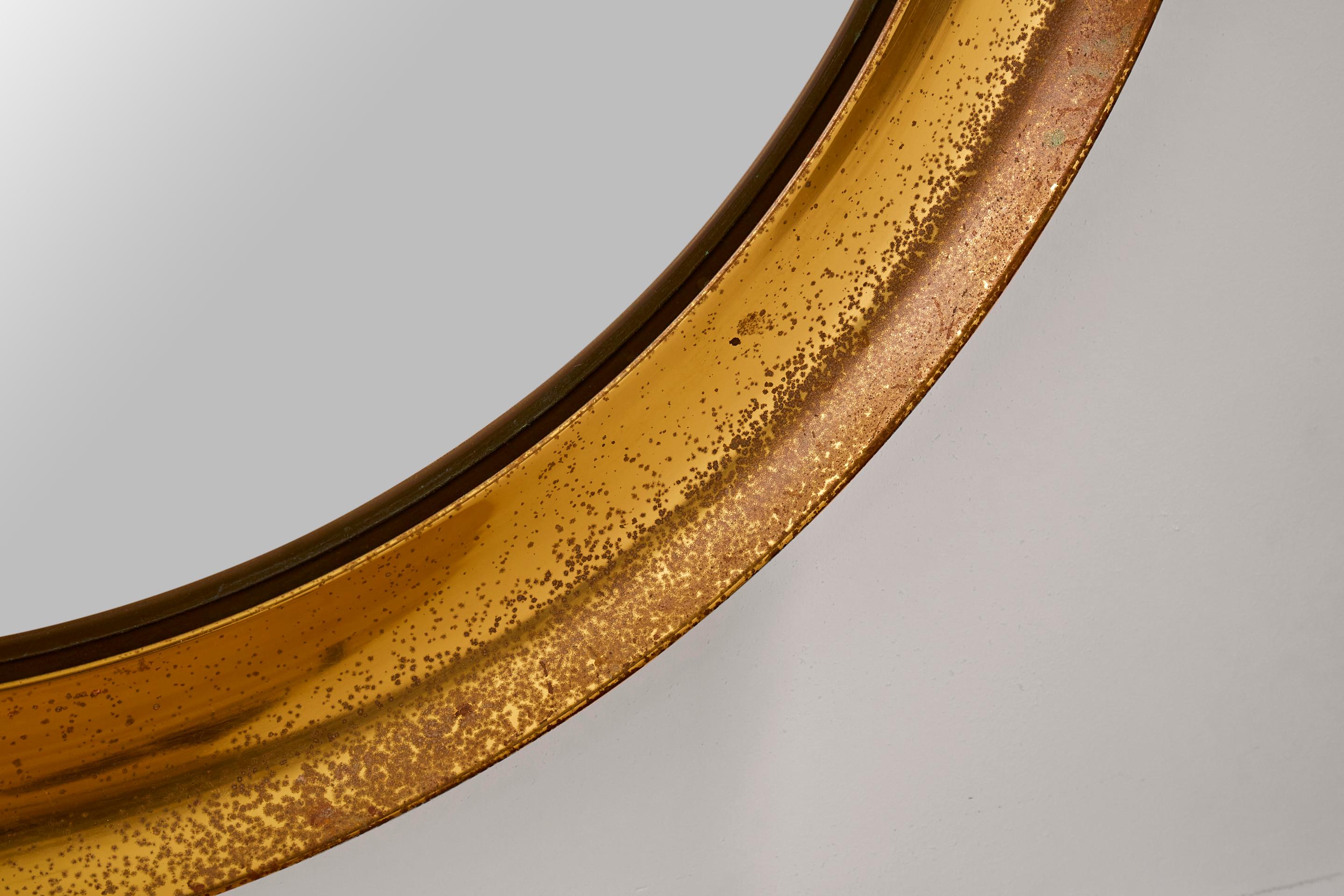 Mid-Century Modern Sergio Mazza Mid-Century Round Brass Italian Narciso Mirror for Artemide, 1960s