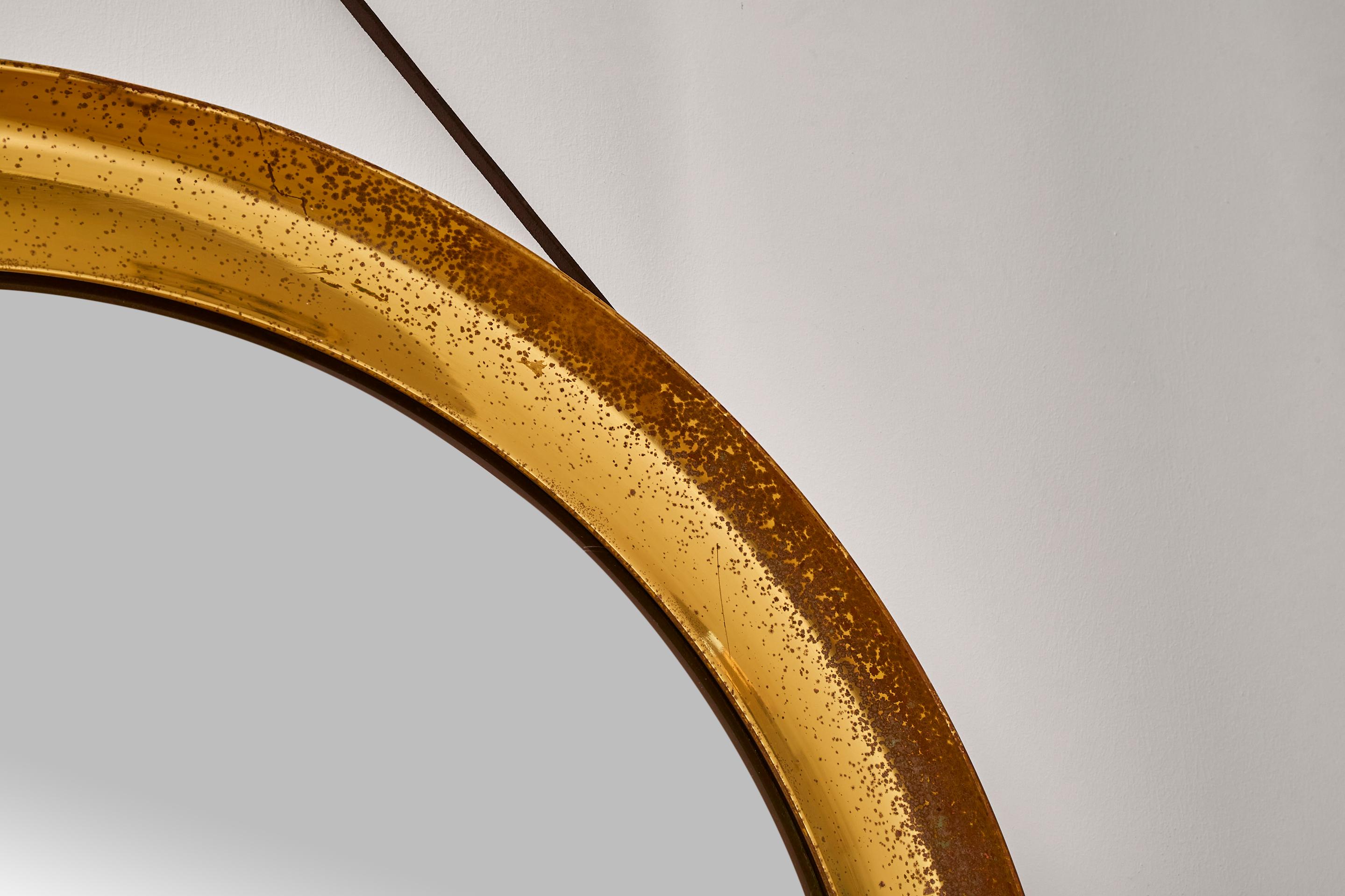 Sergio Mazza Mid-Century Round Brass Italian Narciso Mirror for Artemide, 1960s In Fair Condition In London, GB