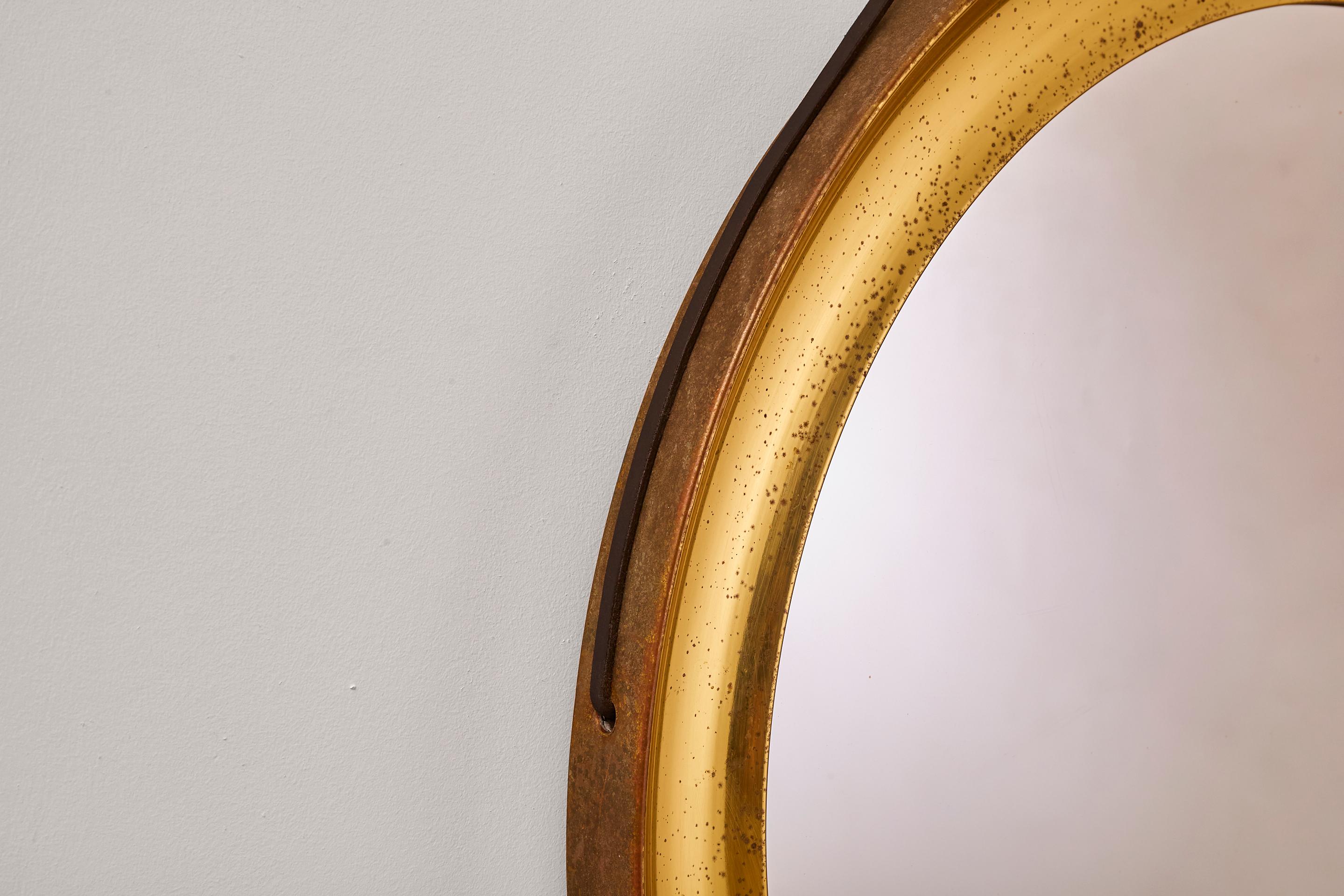 20th Century Sergio Mazza Mid-Century Round Brass Italian Narciso Mirror for Artemide, 1960s