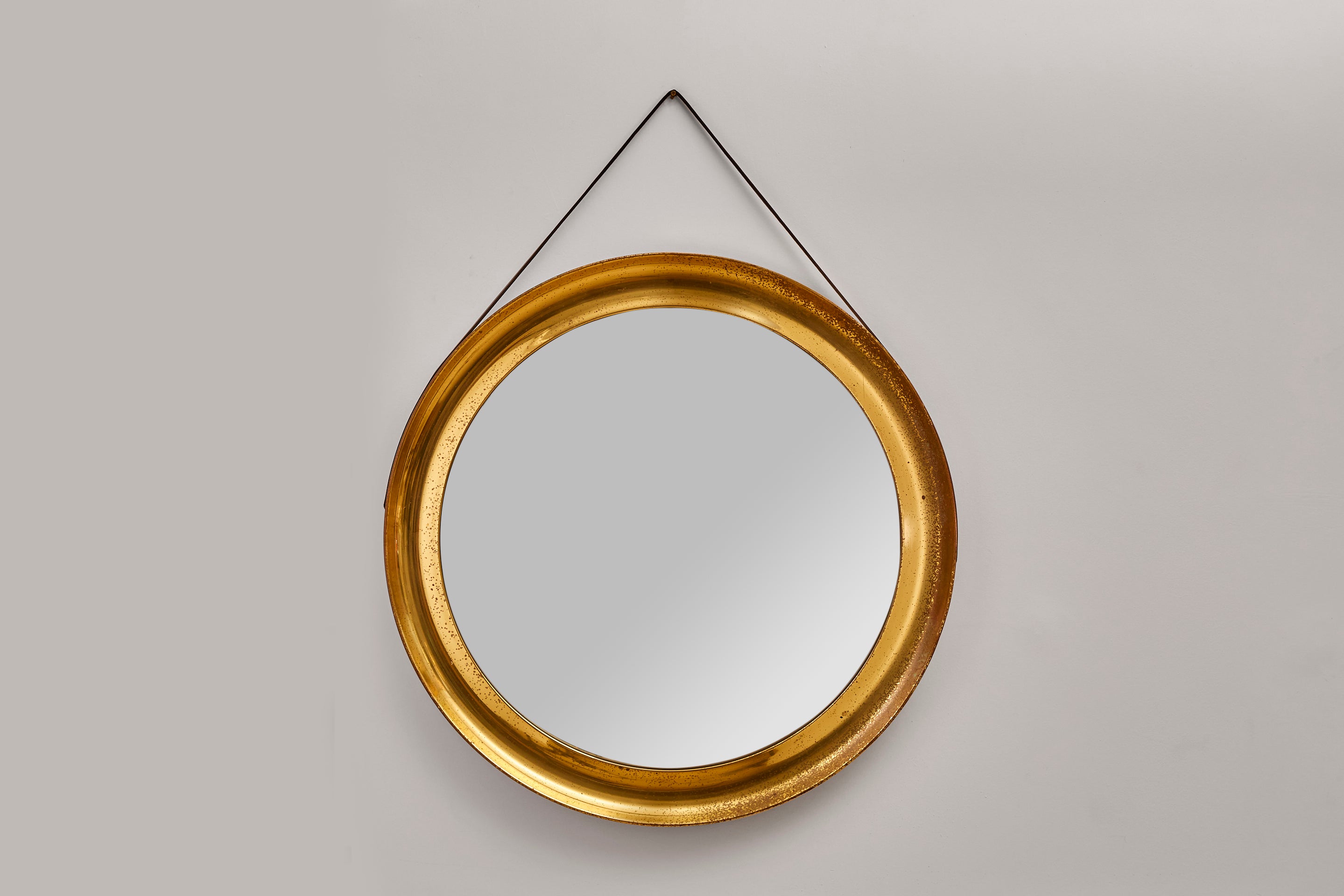 Sergio Mazza Mid-Century Round Brass Italian Narciso Mirror for Artemide, 1960s