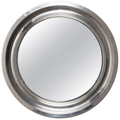 Retro Sergio Mazza Midcentury Aluminum Italian Round Mirror in Artemide Style, 1960s