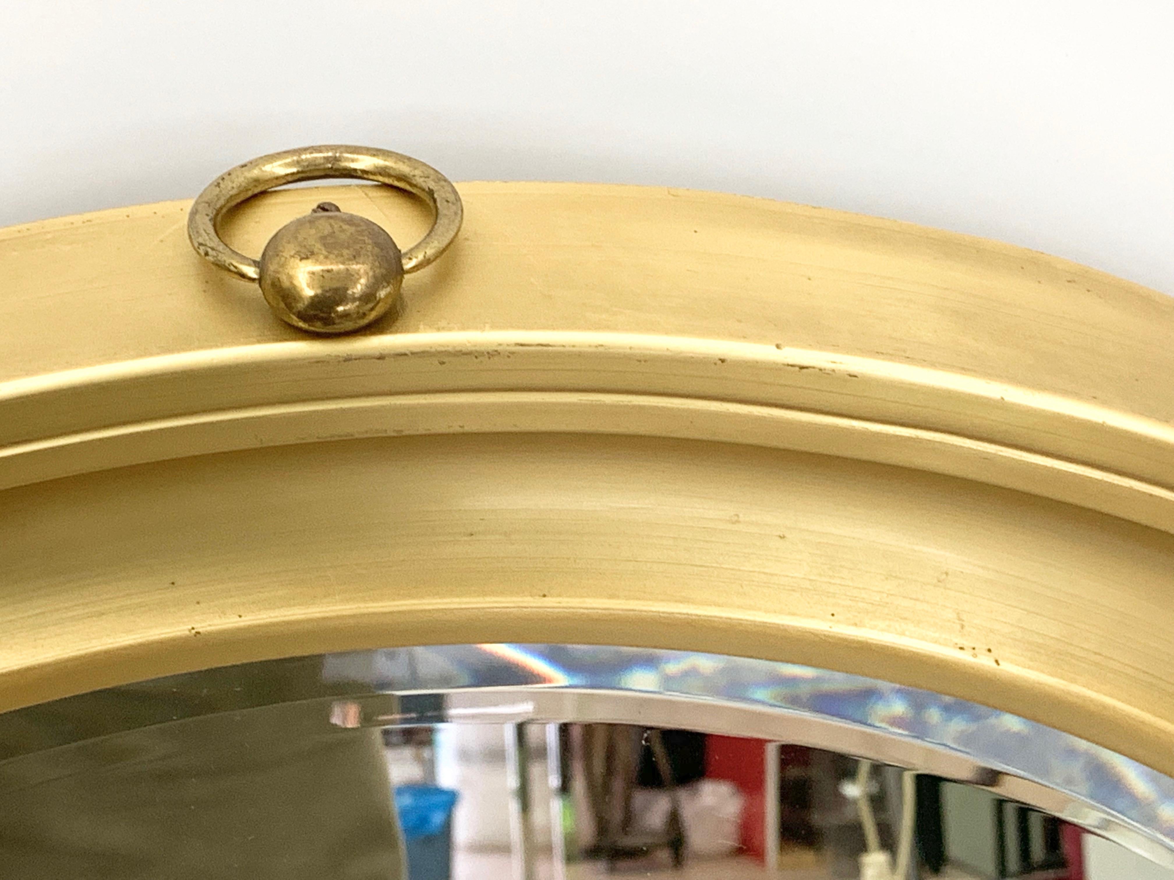 Sergio Mazza Midcentury Golden Aluminum Italian Round Mirror for Artemide, 1960s For Sale 10