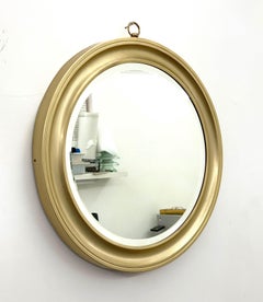 Sergio Mazza Midcentury Golden Aluminum Italian Round Mirror for Artemide, 1960s