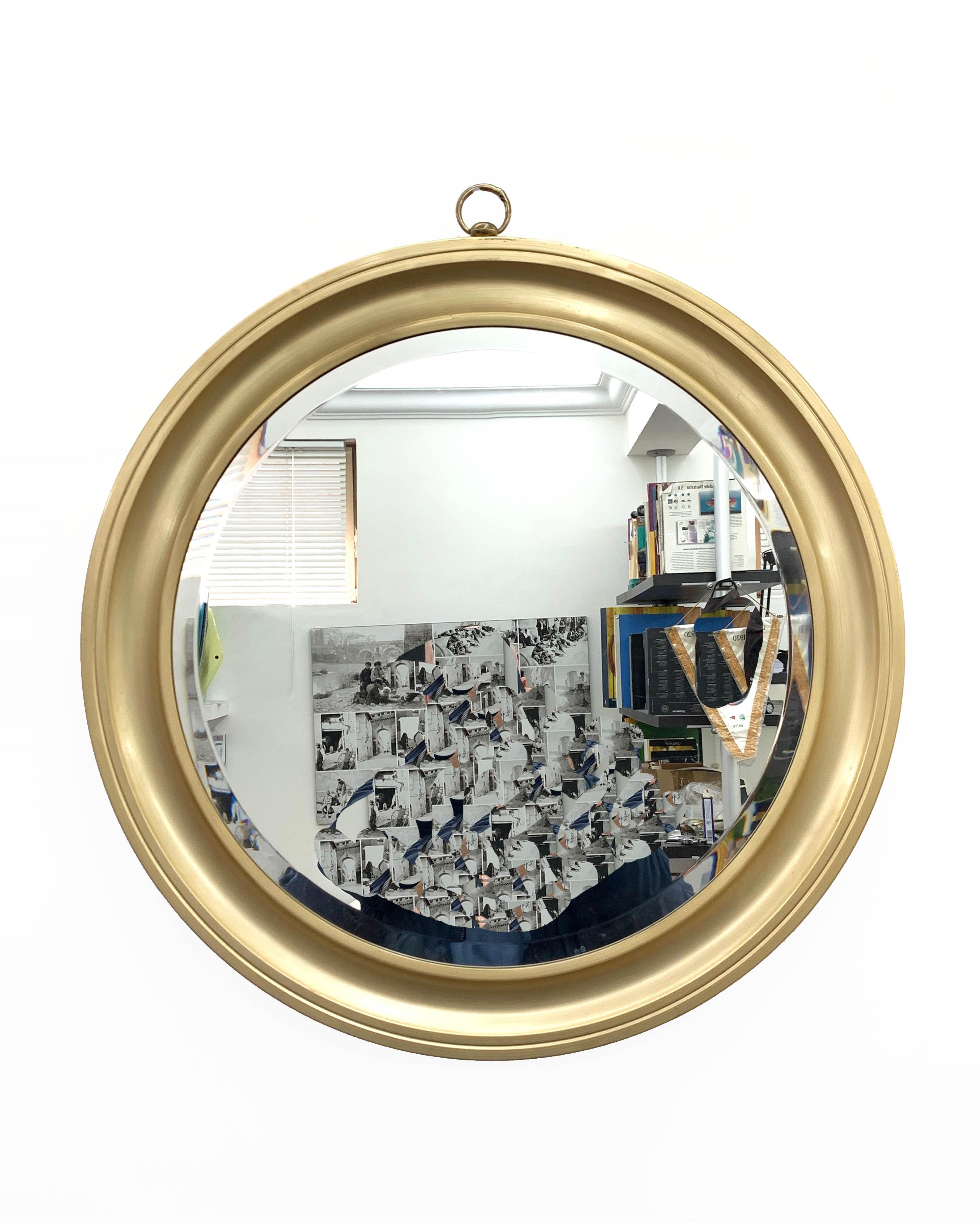 Mid-20th Century Sergio Mazza Midcentury Golden Aluminum Italian Round Mirror for Artemide, 1960s For Sale