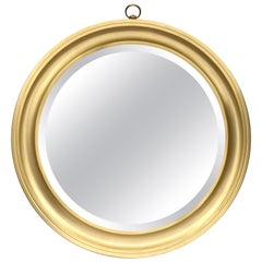 Sergio Mazza Midcentury Golden Aluminum Italian Round Mirror for Artemide, 1960s