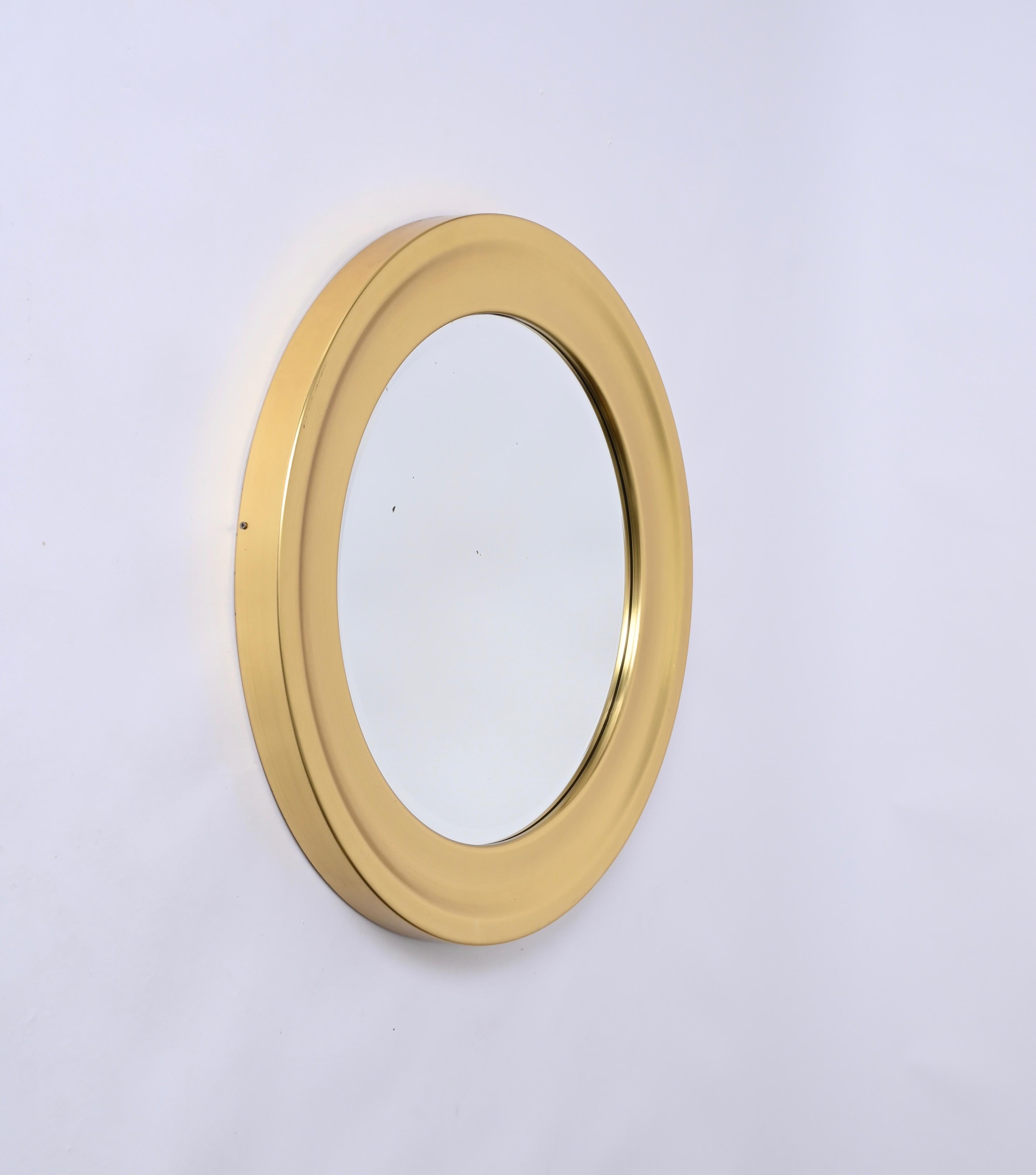 Sergio Mazza Midcentury Golden Aluminum Round Mirror for Artemide, Italy 1960s For Sale 5