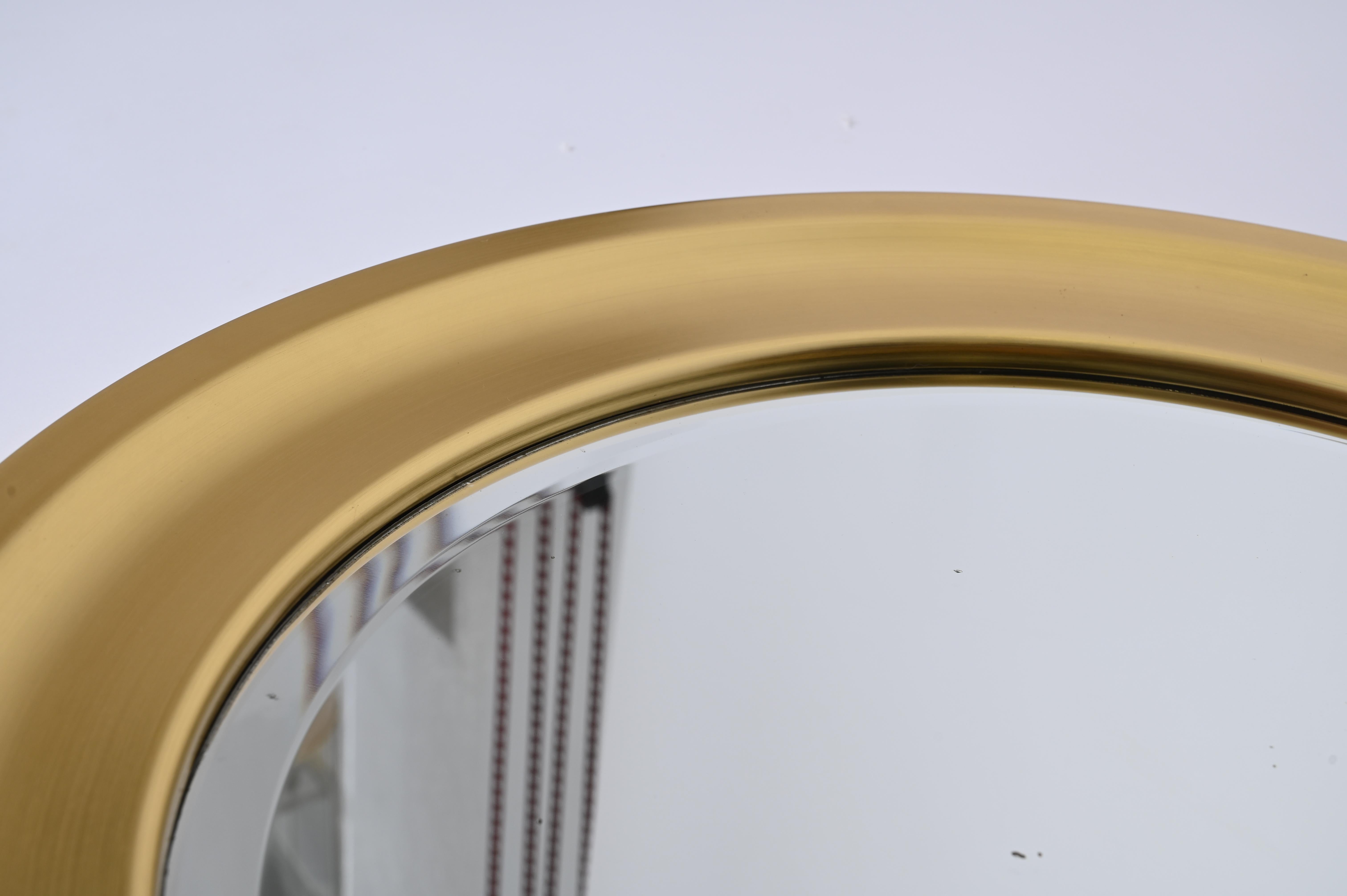 Sergio Mazza Midcentury Golden Aluminum Round Mirror for Artemide, Italy 1960s For Sale 1