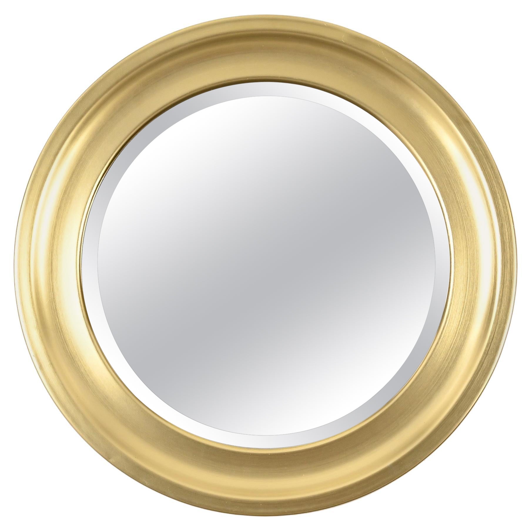 Sergio Mazza Midcentury Golden Aluminum Round Mirror for Artemide, Italy 1960s