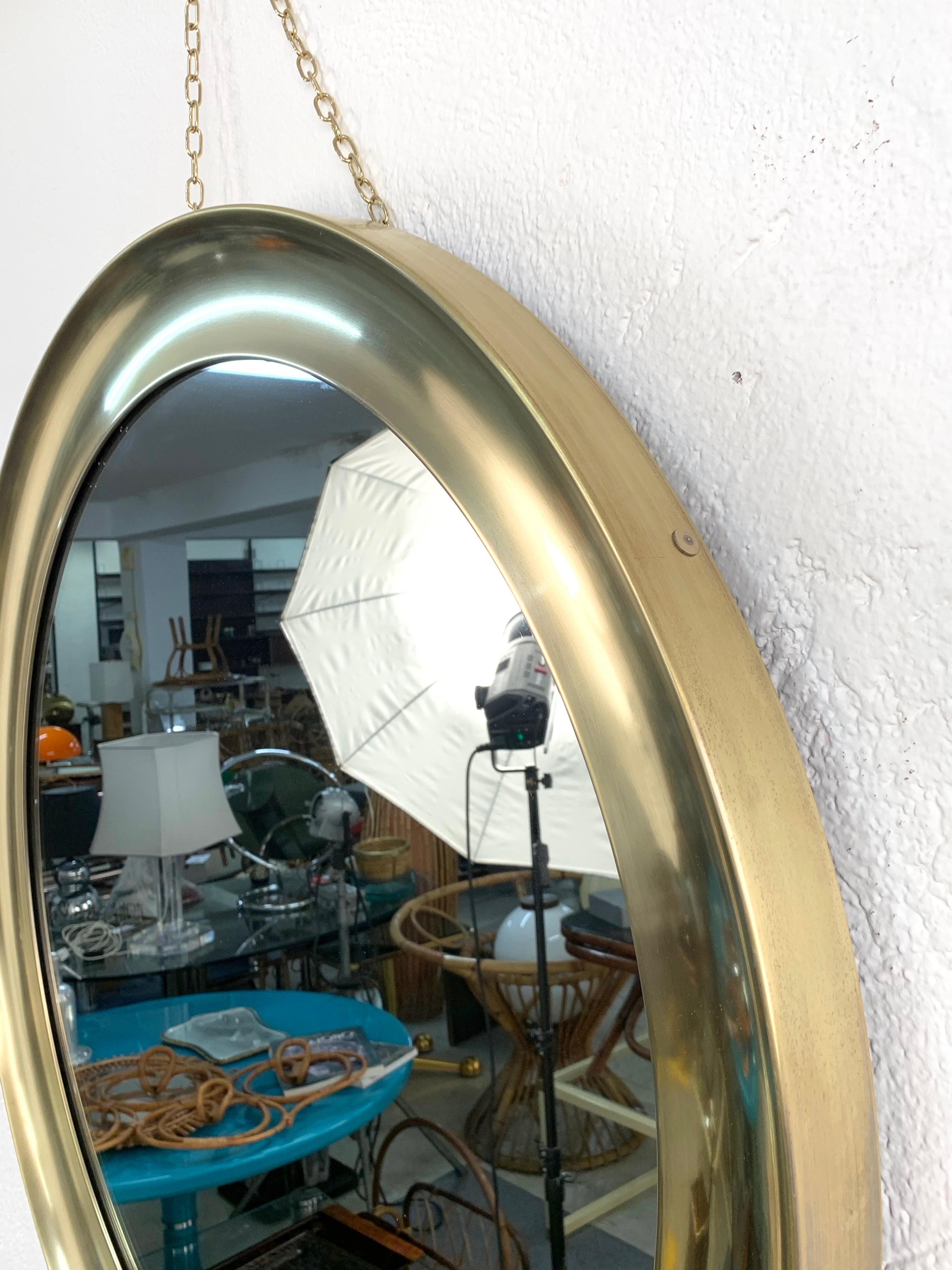 Mid-Century moderno Sergio Mazza Specchio rotondo in ottone italiano di metà secolo 
