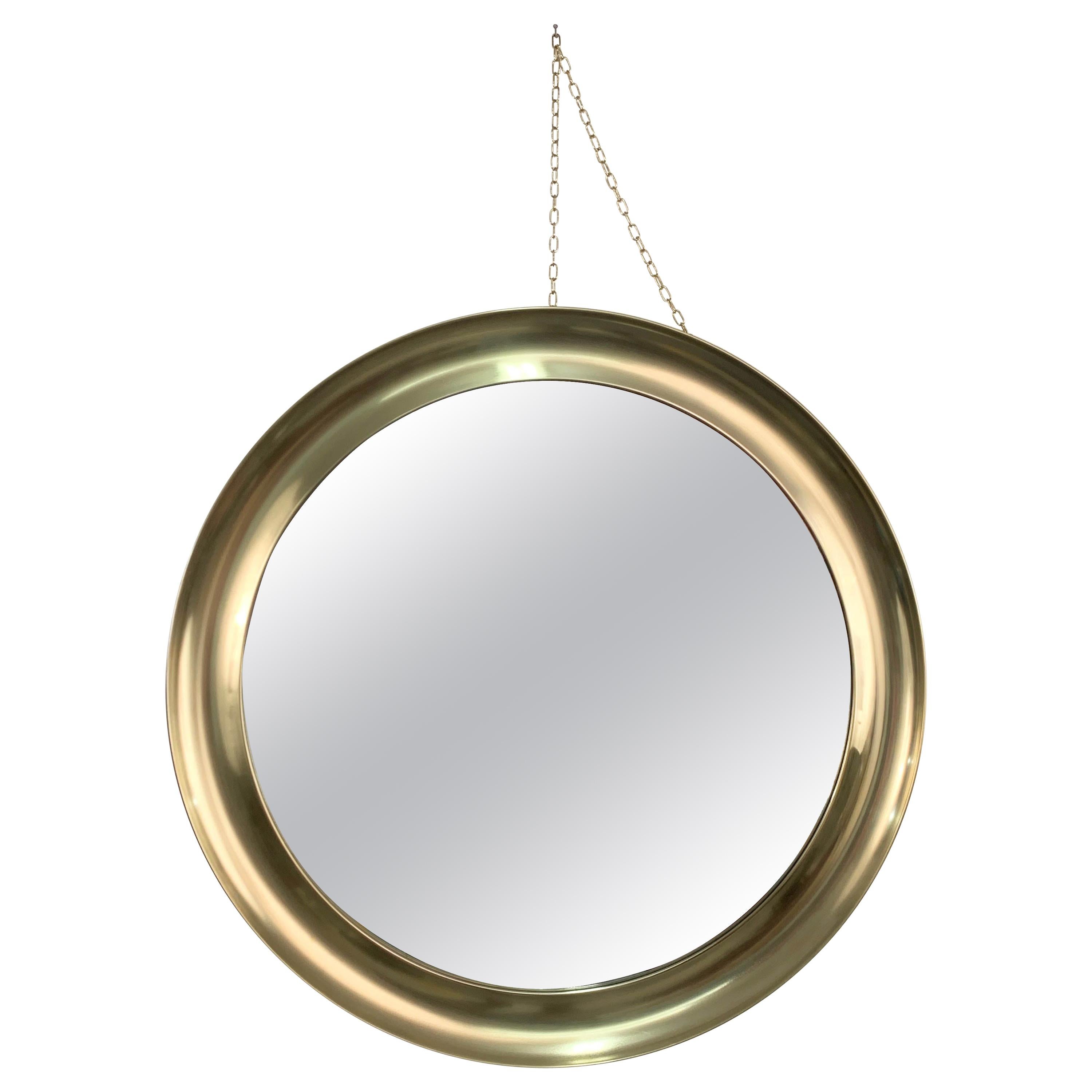 Sergio Mazza Midcentury Round Brass Italian "Narciso" Mirror for Artemide, 1960s For Sale