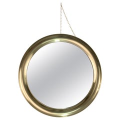 Retro Sergio Mazza Midcentury Round Brass Italian "Narciso" Mirror for Artemide, 1960s