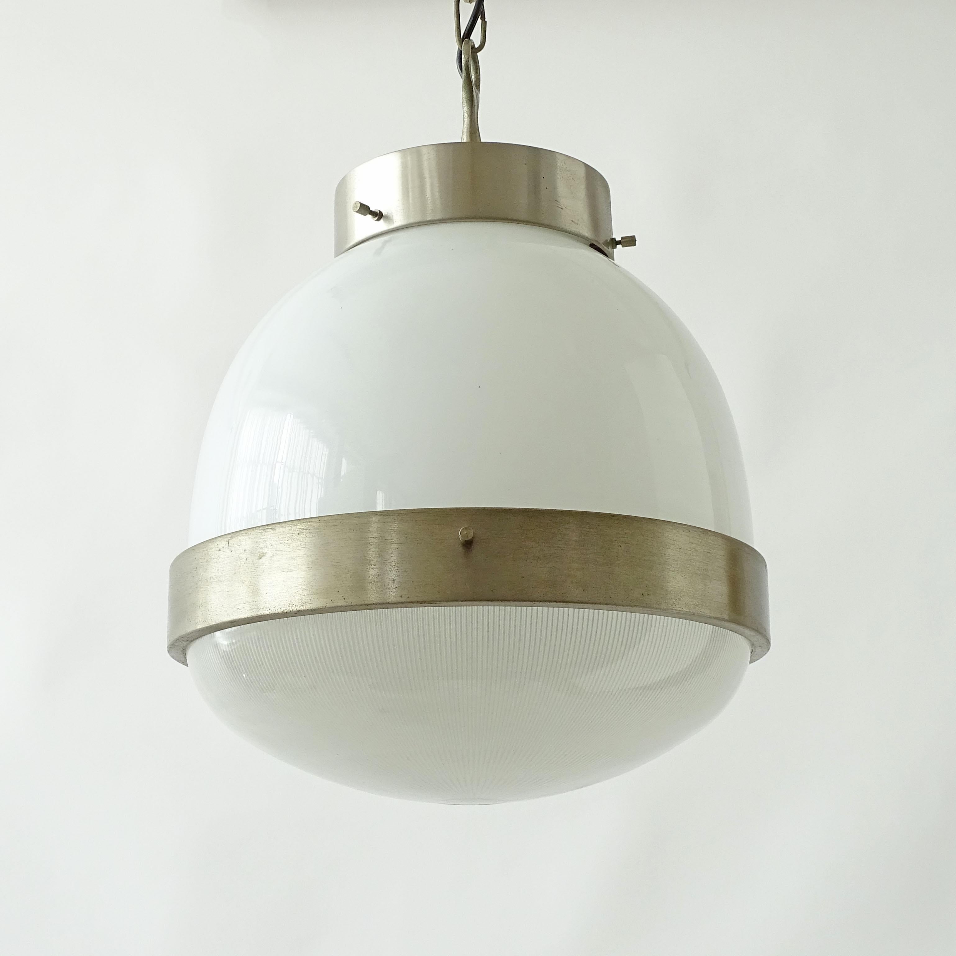 Mid-20th Century Sergio Mazza Pair of Large Delta Ceiling Lamps for Artemide, Italy 1960s For Sale