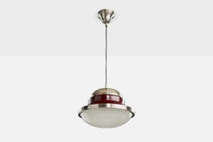 Sergio Mazza, Pendant Light, Metal, Glass, Italy, 1960s