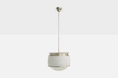 Sergio Mazza, Pendant Light, Steel, Glass, Italy, 1960s