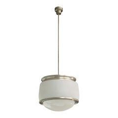 Sergio Mazza, Pendant Light, Steel, Glass, Italy, 1960s